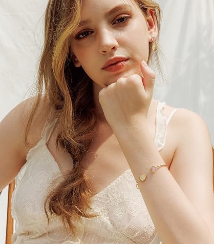 Miniatura 3 de OZEL - Pulseras de oro para mujer - Chapadas en oro real de 18 quilates - Lindas pulseras de cristal colorido para ella verdetransparentenegroópalo