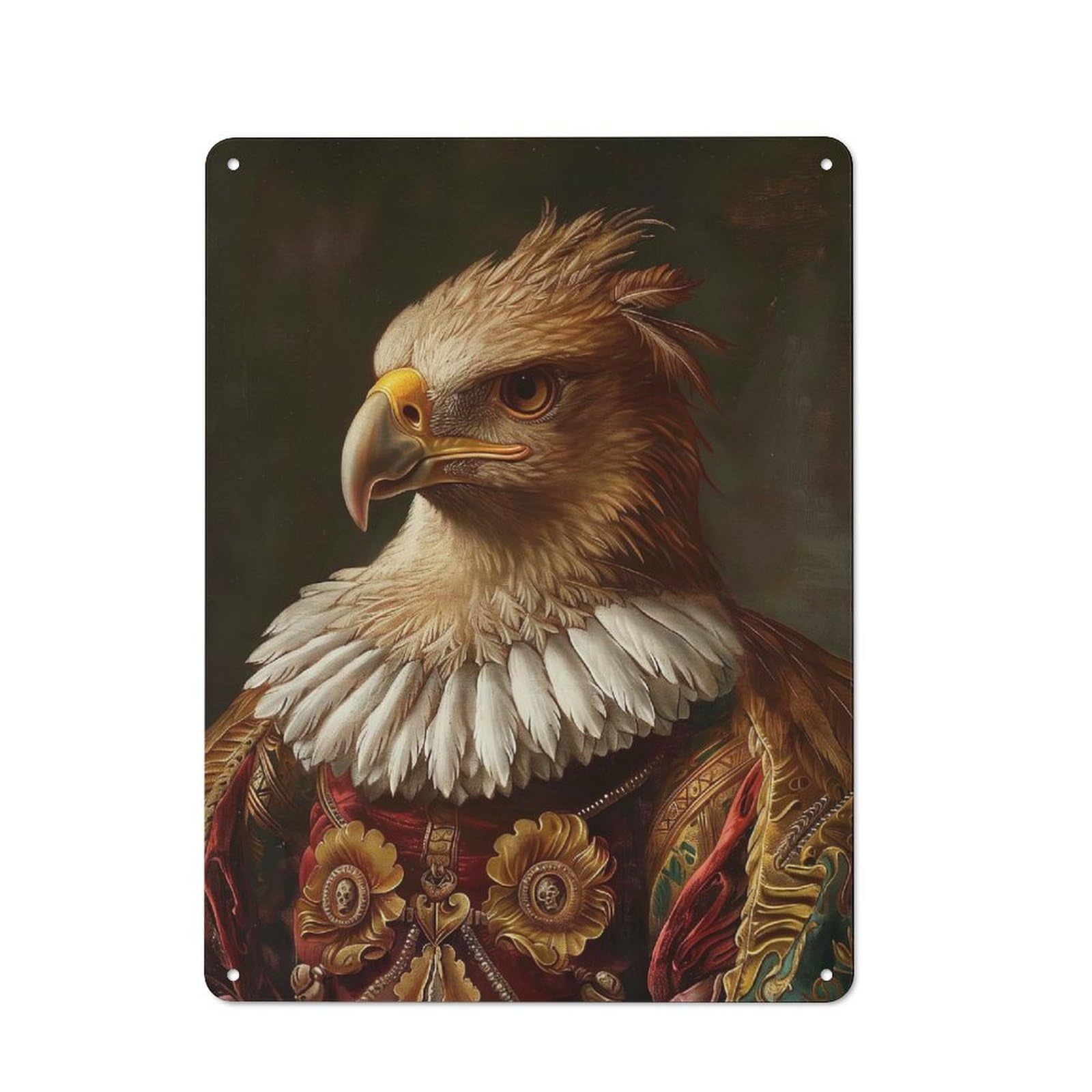 Junmoney Style-11 Rustic Metal Sign With Medieval Eagle Portrait Design 40X30cm, Country Vintage Cottage Wall Art For Kitchen, Cottage, Porch Or Garden Room
