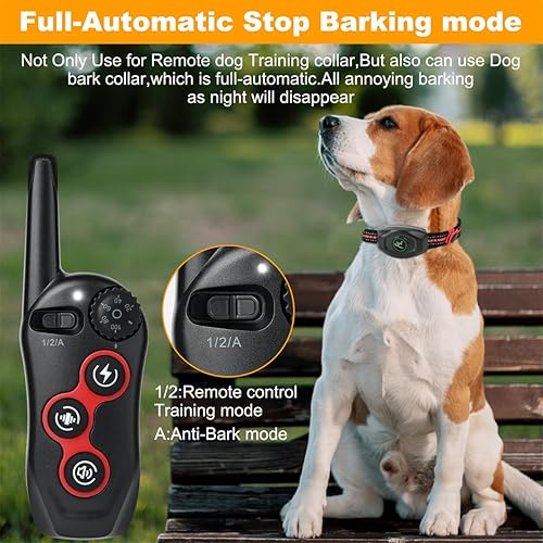 Miniatura 3 de Collar antiladridos 2 en 1 con alcance remoto de 1300 pies, collar de entrenamiento para perros, collares de choque impermeables, 3 modos de