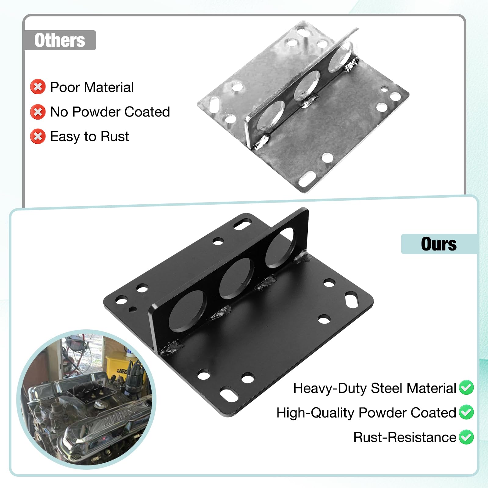 Supporto motore, piastra di sollevamento motore, piastra di sollevamento del motore, staffa di sollevamento del motore motore Carb Carburatore Paranco Sbc BBC adatto per Chevy Ford (nero)