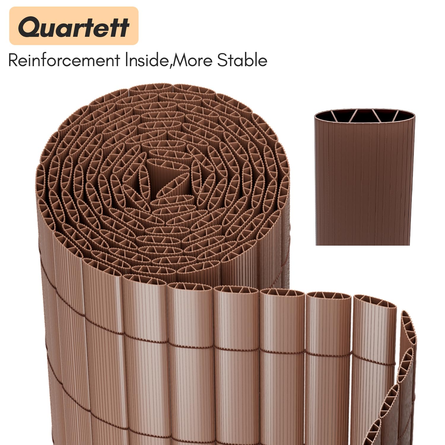 Randaco Canisse en PVC, Clôture de balcon standard, Marron, forte intimité, pour jardin, balcon, terrasse, résistant, 160 x 300 cm