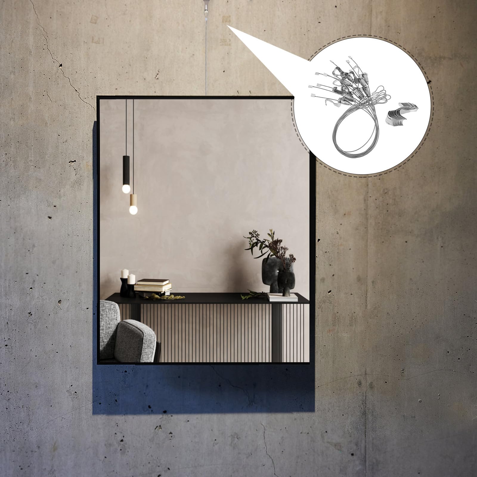 CLISPEED 10 Juegos de Colgadores para Cuadros Gancho Ajustable Cable de Acero Inoxidable de 05 M Sistema para Colgar Obras de Arte en Pared Kit para Colgar Cuadros y Carteles de Forma