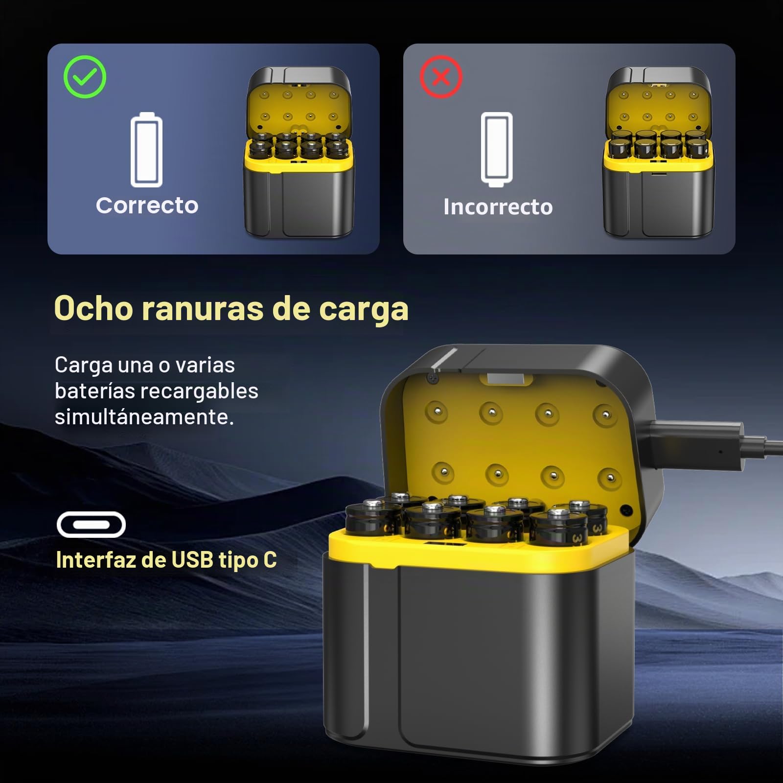 SURFOU Paquete de 8 Pilas Recargables AA 1,5V Litio 3600mWh Alta Capacidad + Cargador Rápido con Pantalla LED - Más de 2000 Ciclos - Baterías de Larga Duración