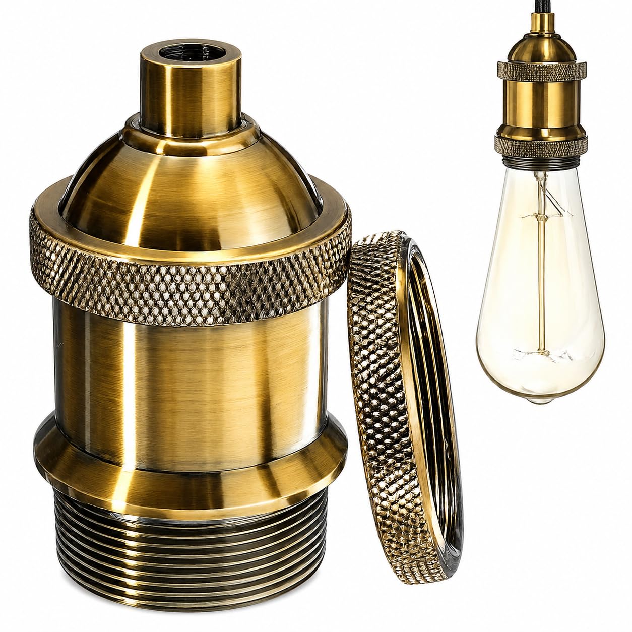 MIKE MILLER Antique Brass Decorative Hanging Pendant Light Socket, Vintage Style, Pack of 1-image-43