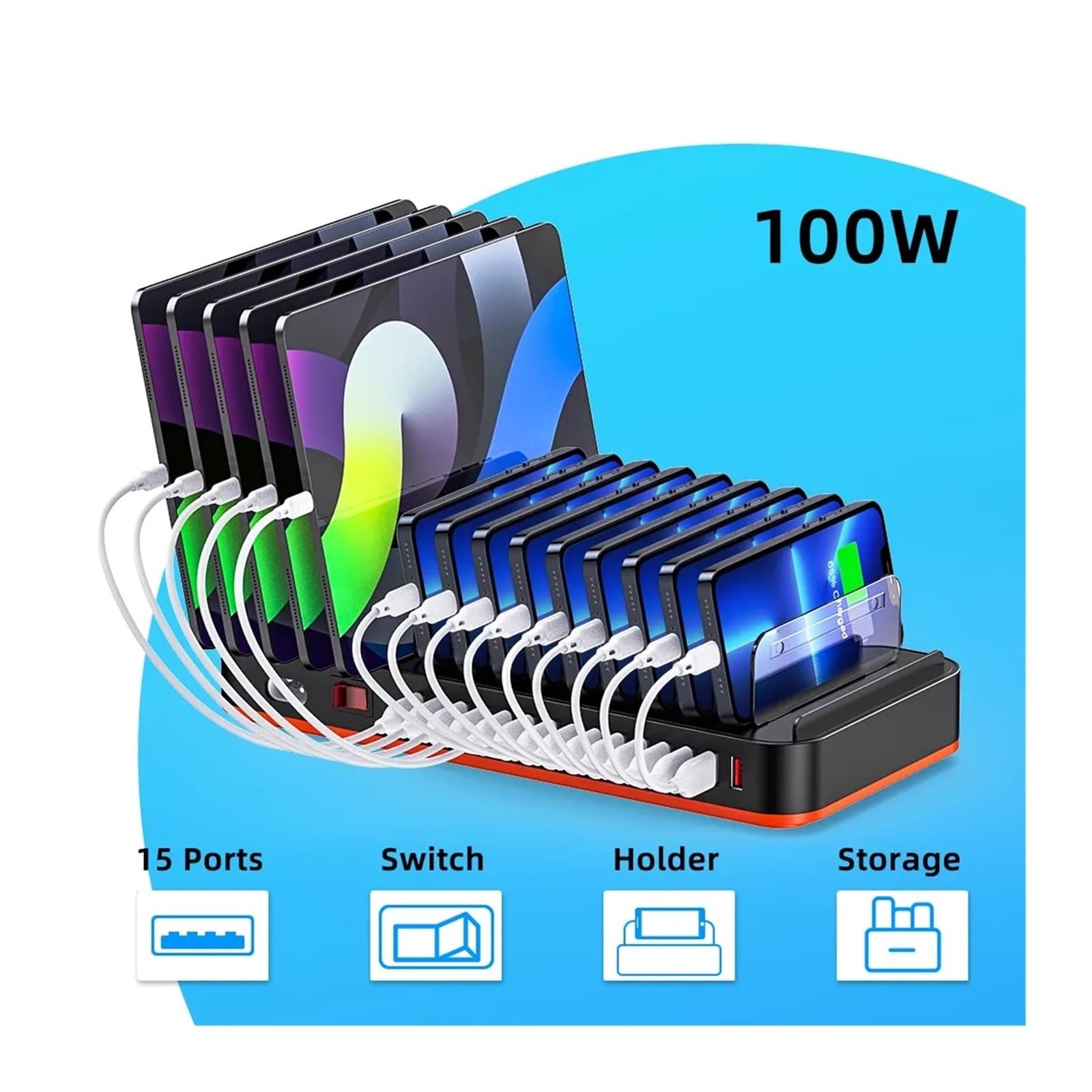 Ładowarka USB o mocy 100 W. 15-portowa stacja ładująca USB do wielu urządzeń