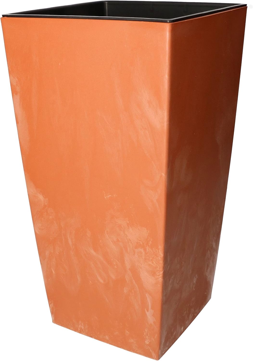 KOTARBAU® Maceta 170 x 170 x 325 mm, imitación de hormigón, terracota + pieza decorativa
