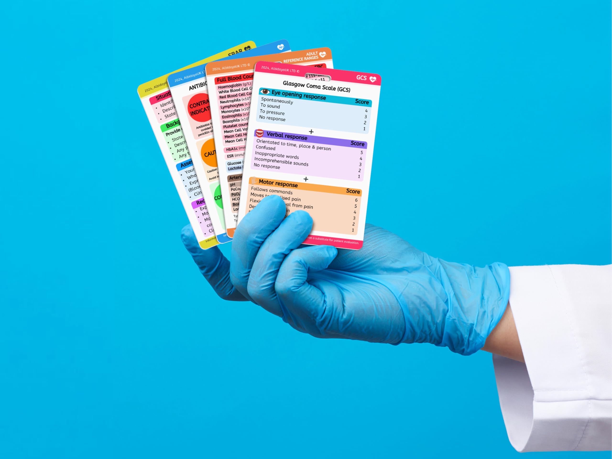 Set di carte di riferimento per assistenza medica infermieristica, credenziali sanitarie per studenti, note di riferimento infermieristico, carte di infermieristica, carte di badge clinico, educativo