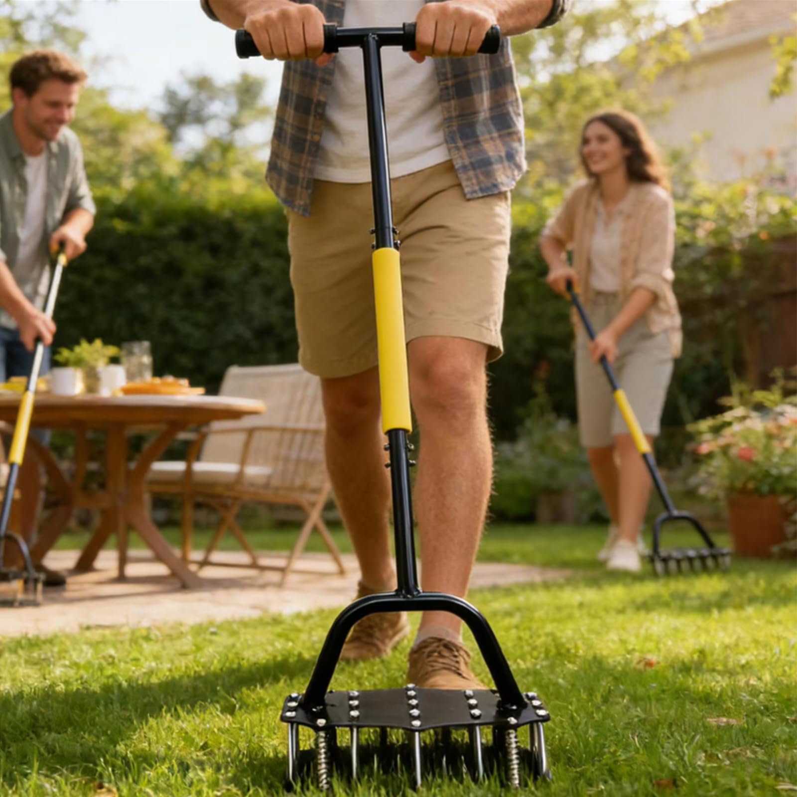 GOURIXIN Arieggiatore per Prato Manuale, Areatore Giardino con Chiodi in Metallo Antiruggine per Erba, Giardino e Cortile per l'Arieggiatura Manuale del Terreno