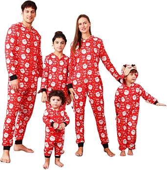 Adisputent Christmas Pajamas for Family Matching Cute Long Sleeve Couples Soft Sleepwear One Piece Funny Christmas Pjs Sets