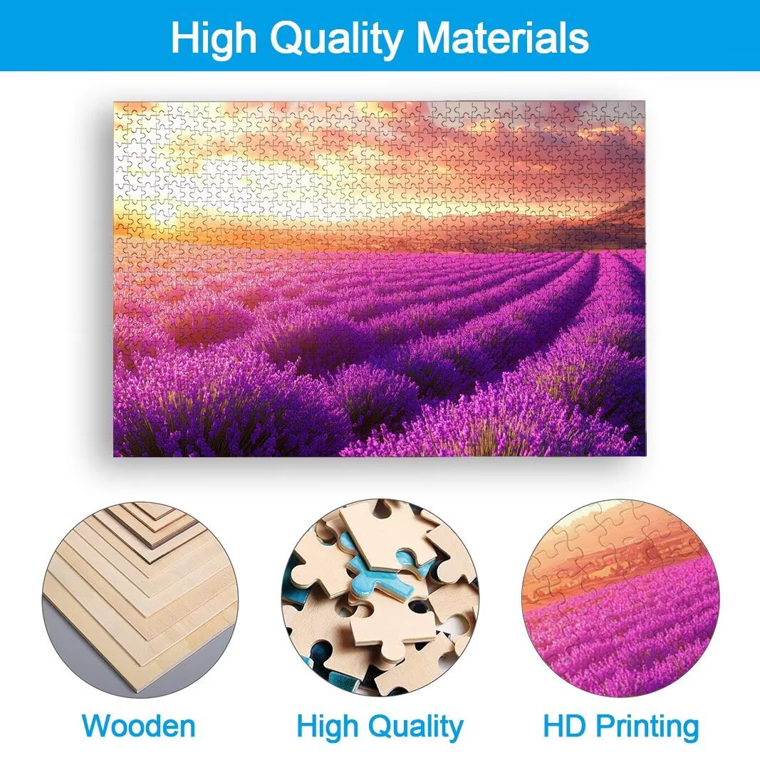 Puzzle 1000 Piezas, Puzzle Lavanda de Madera para Adultos, Regalos -2358