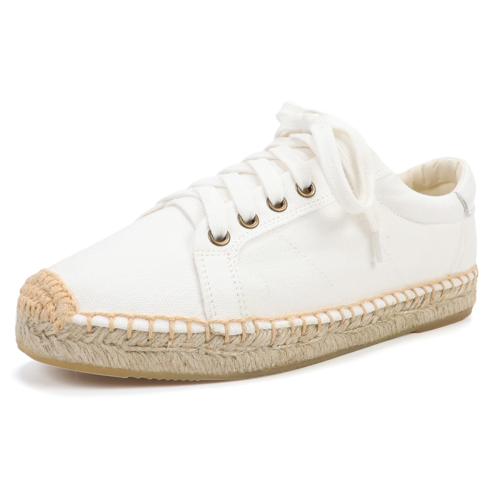 TONIVIS Women's Espadrille Lace-up Sneakers Platform Jute- Breathable for Casual Comfort Flat Shoes