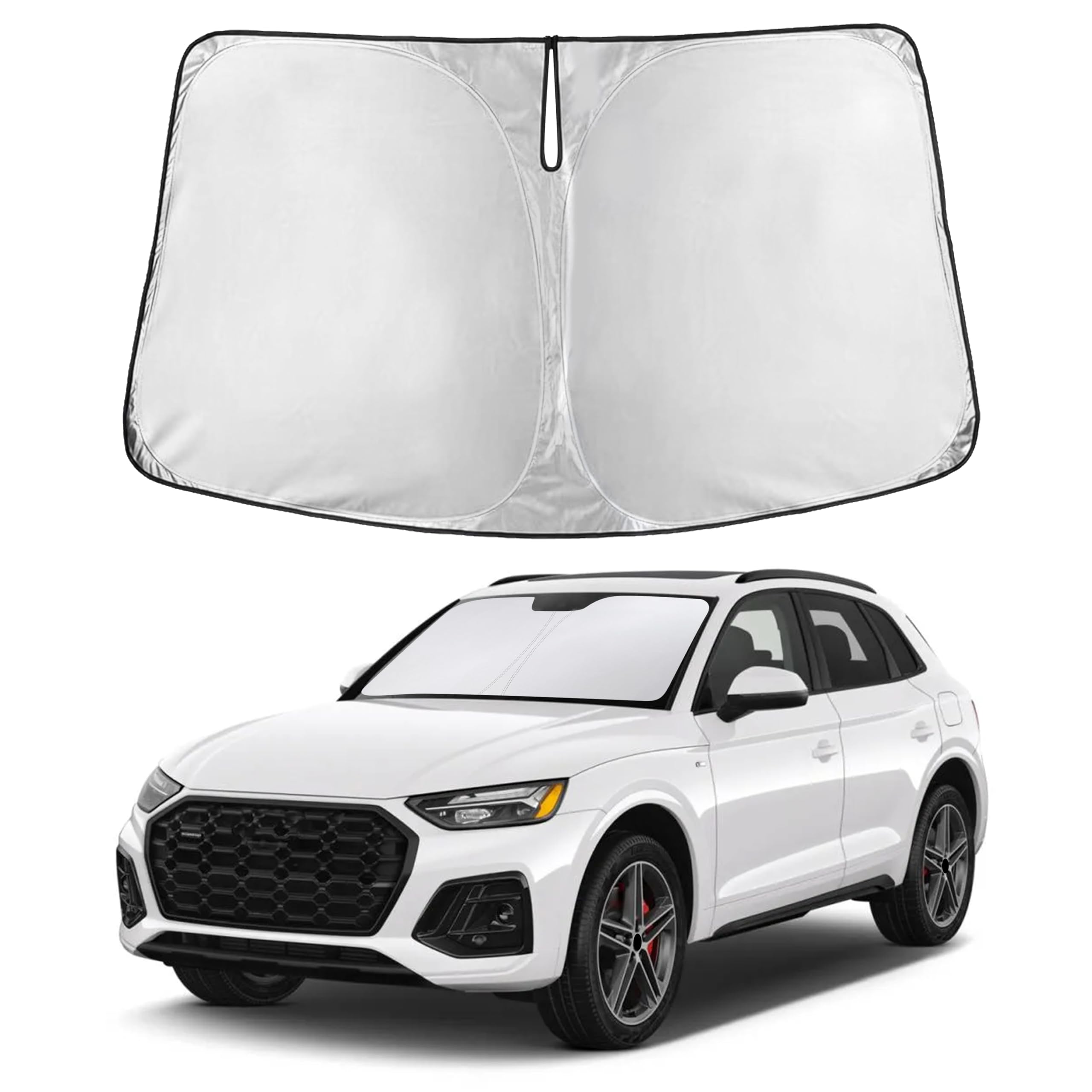 Autovir Windshield Sun Shade Fit for 2018-2024 2025 2026 Audi Q5 Sunshade, Front Car Window Shades Sun Visor, Blocks UV Rays & Heat, Car Accessories Fit for Audi Q5 2018-2026