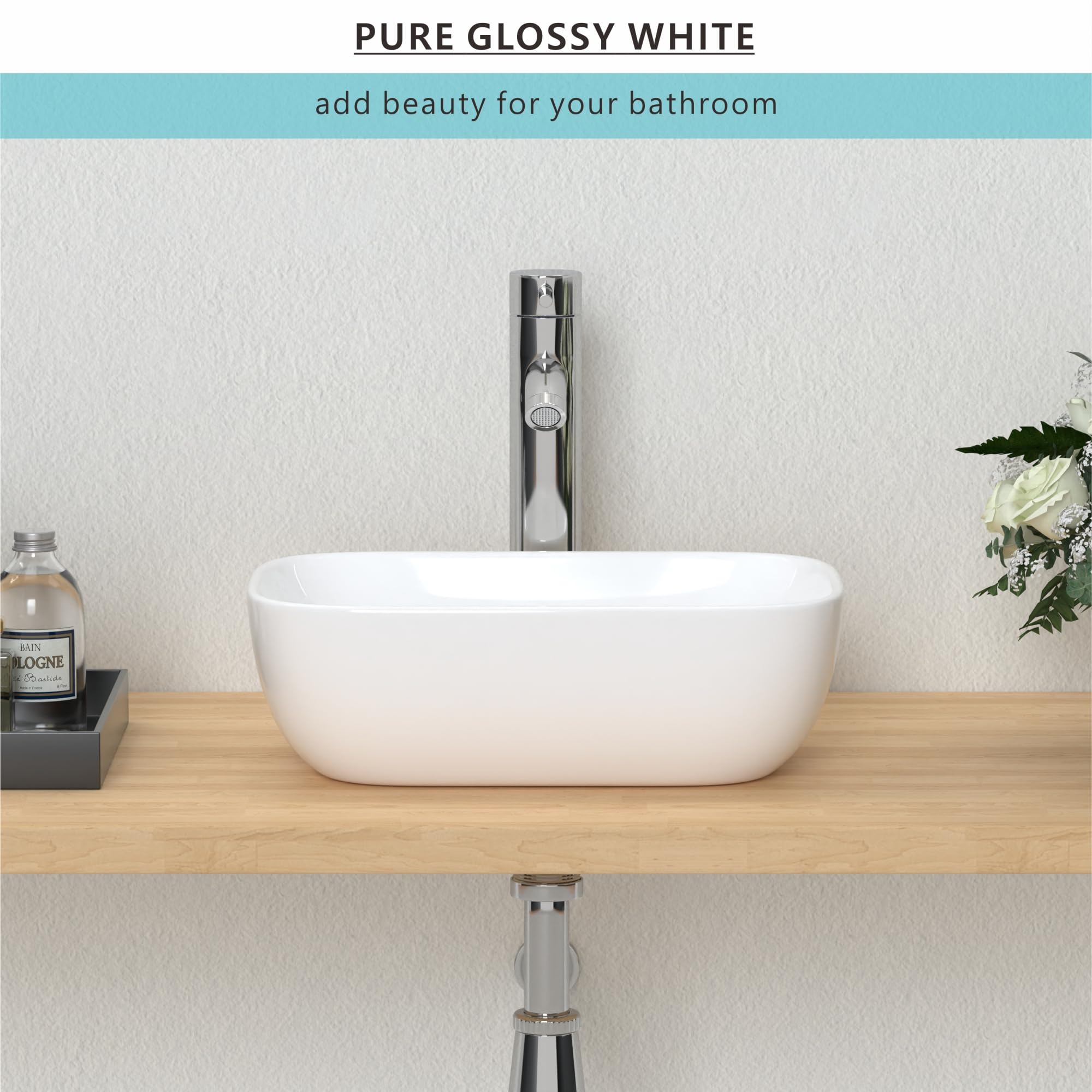 J-FAMILY Lavabo de baño moderno pequeño sobre mostrador, compacto de porcelana y cerámica, lavabo pequeño, 365 x 250 x 115 mm