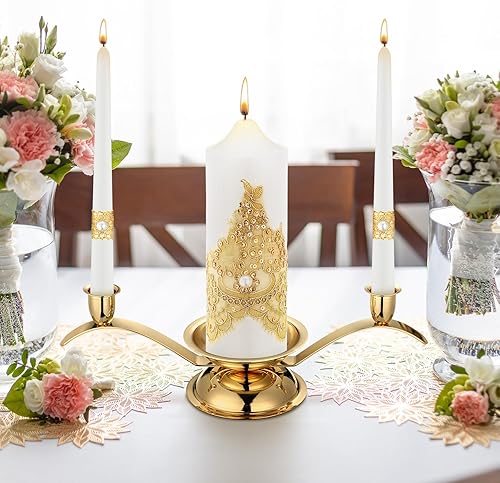 Vista 23 de Irenare Unity - Velas con soporte para ceremonia de boda, accesorios de decoración de boda, portavelas de cristal, vela para eventos formales