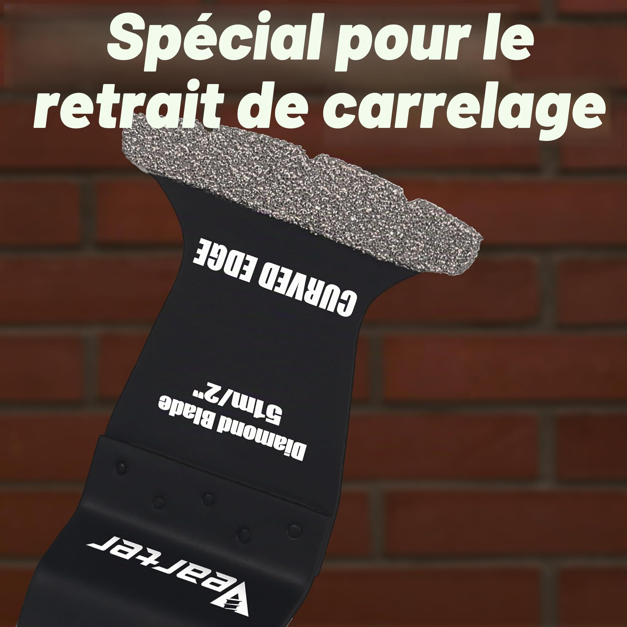 Lot de 5 outils multifonctions diamantés 51 mm - Outil oscillant multifonction - Accessoires pour carreaux de céramique, brique creuse, ciment, béton, maçonnerie