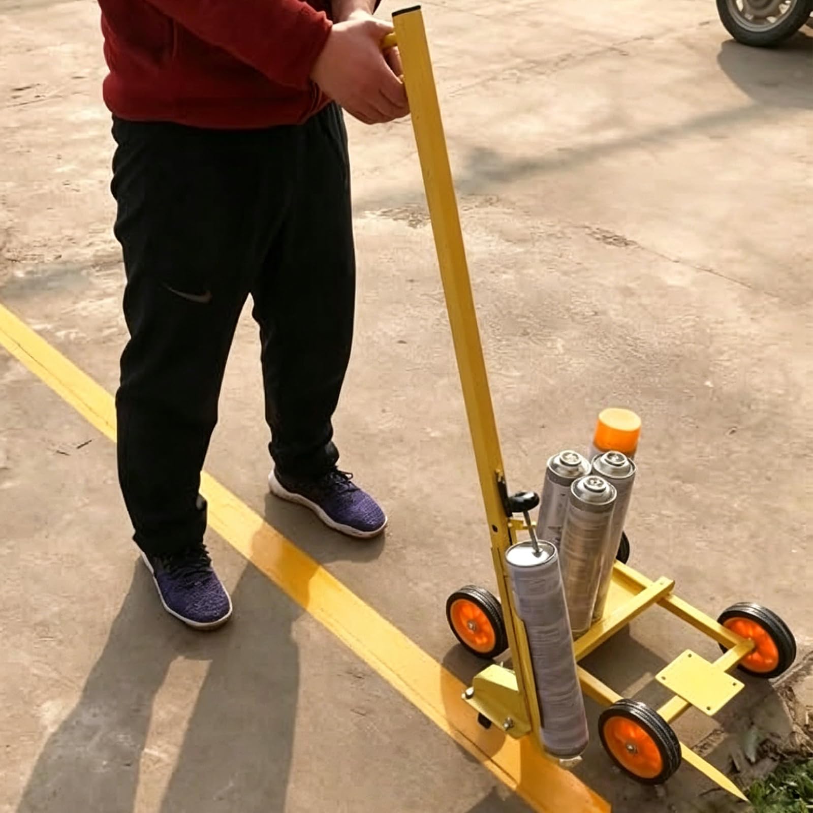 GTHTUHFD Line Marking Applicator, 5-15Cm Adjustable Width Paint Striping Machine, Heavy Duty Walk-Behind Safety Road Marker Trolley For Parking Lots, Sports Fields & Roads