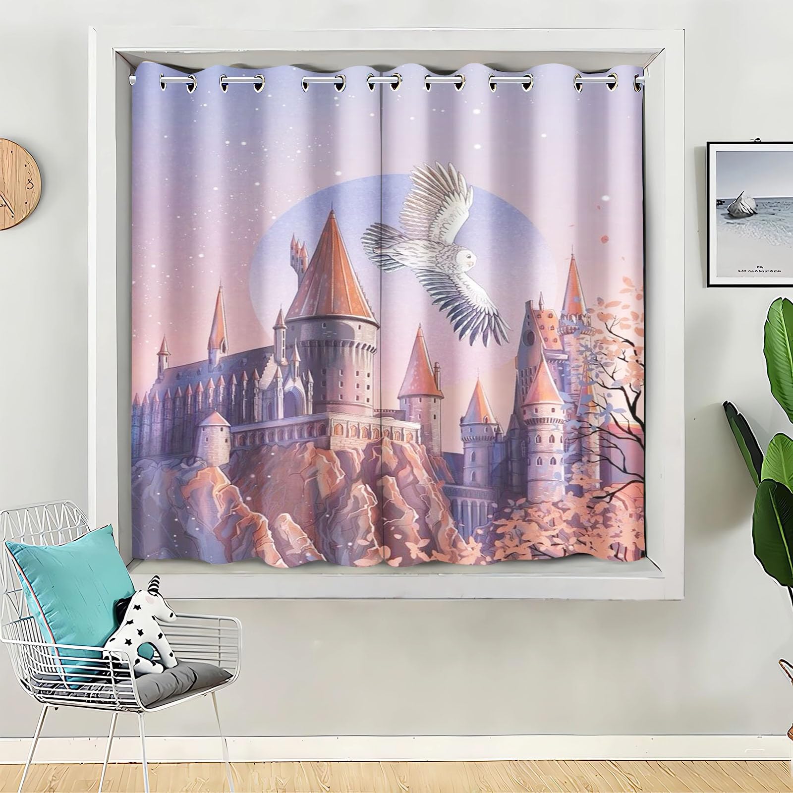 KIDSLOVE Rideau Occultant Chouette Dessin Animé Chambre Enfant 220x215cm