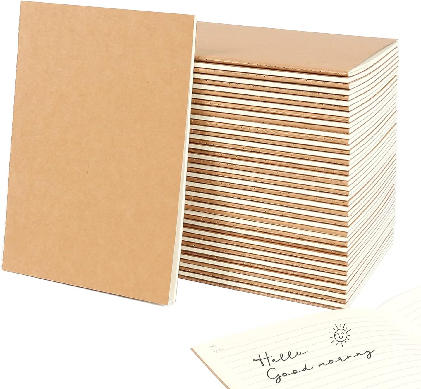 24 Pack Kraft Notebooks SIKAO A5 Composition Notebooks and Journals Bulk Brown Sketchbooks for Writing, Kids Students Gifts Class Prizes, Office School Supplies, 60 Lined Pages (8.3x5.8 in)