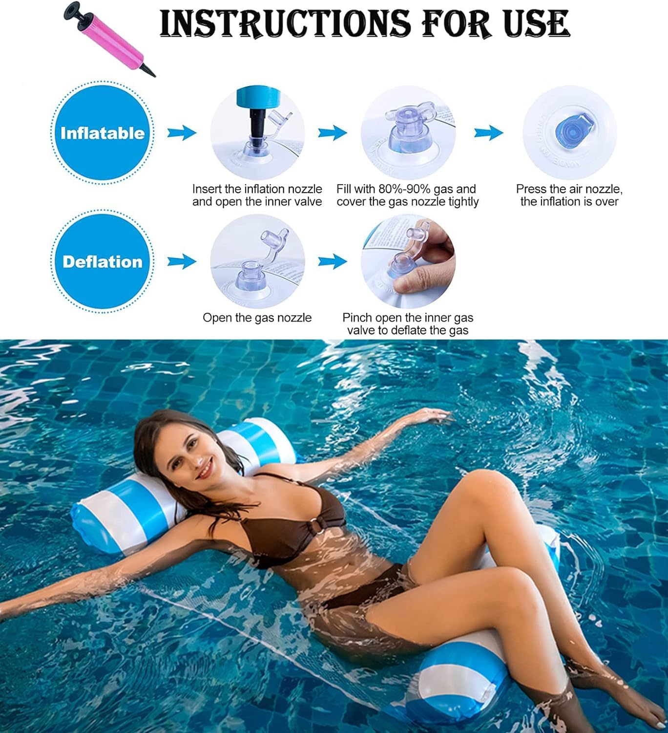 Flotteur De Piscine Gonflable JORMFTTE Pour Hamac D'eau, Hamac De Piscine Polyvalent Selle Chaise Longue Hamac Flotteur Chaise De Piscine Pour 45200 B