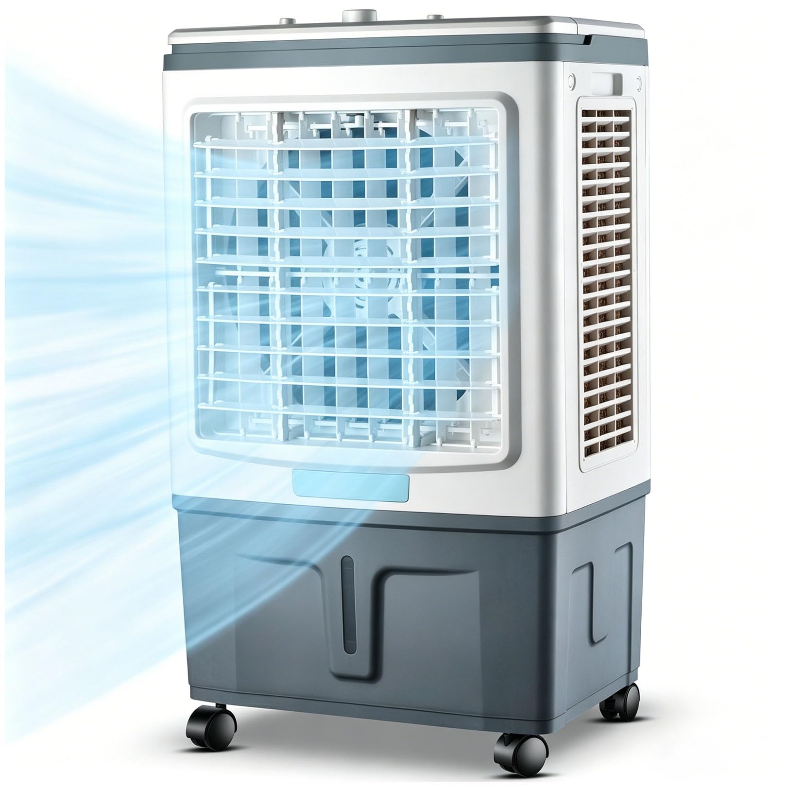 3 in 1 Portable Air Cooler & Fan, 1758 CFM, 30L Tank, 120° Oscillation, 4 Rolling Casters, 3 Speed Settings, No Window, 100W, Perfect for Garage, RV & Camping