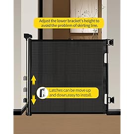 Retractable Baby Gate for Stairs - 33 Height, Expands up to 71 Width - Safety Gate for Infants, Toddlers, Dogs & Pets - Easy Install, Secure Closure, Black Mesh Design for Indoor & Outdoor Use