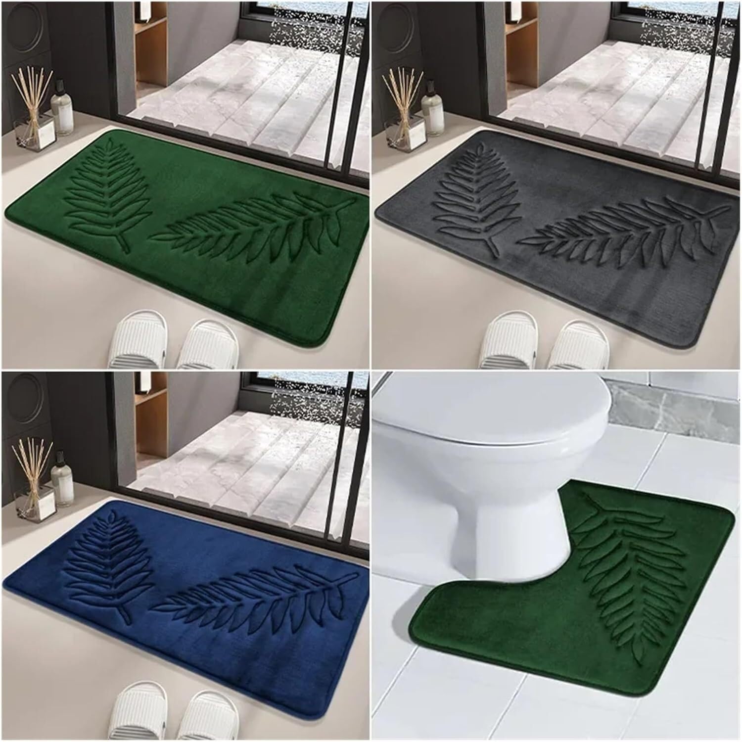 KeuLen Matten for Badezimmer, 1 Stück, saugfähig, rutschfest, Memory-Schaum, for Wohnzimmer, Schlafzimmer, Küche, Heimteppich, Baumwolle, Badezimmer, Bodenteppiche for den Heimgebrauch(Blue,60x90cm)