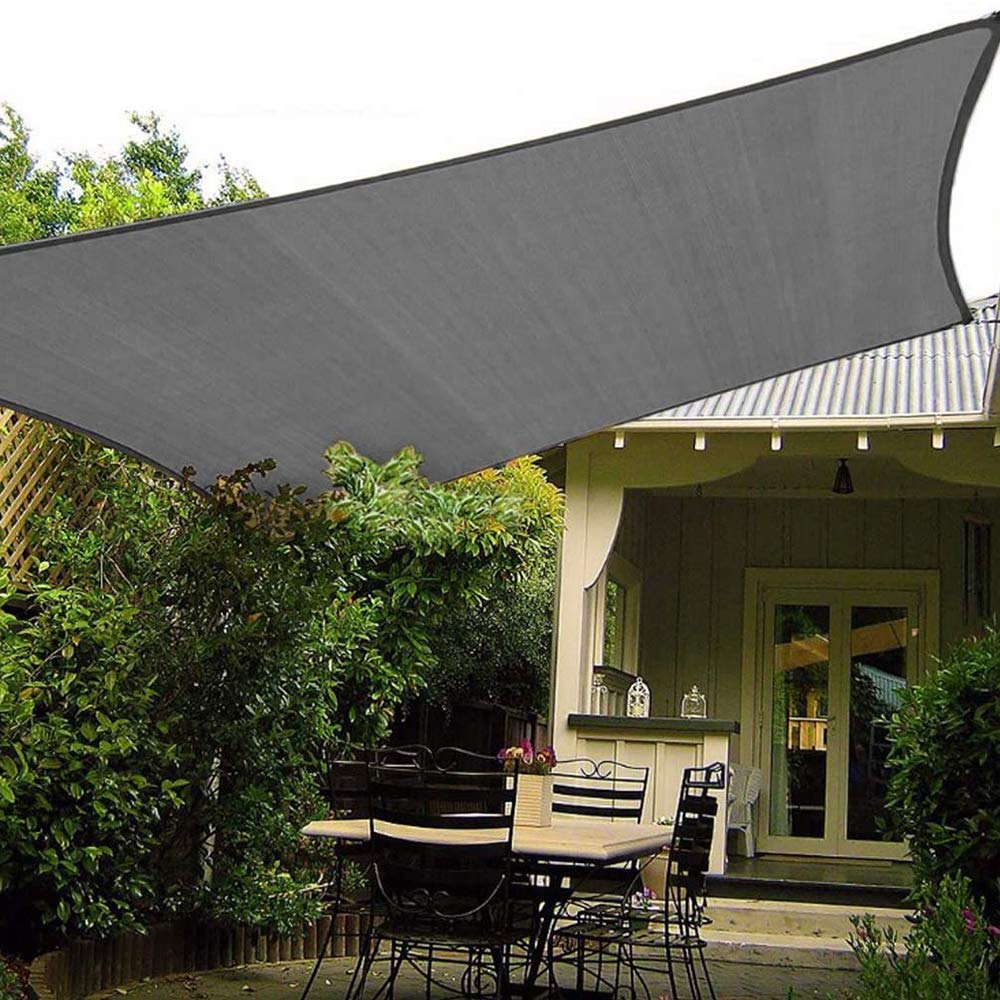 Tenda Parasole Vela Ombreggiante, Protettiva del Sole con Luci a LED, Poliestere Antistrappo, Impermeabile Protezione Raggi UV per Esterni Giardino Verande Terrazza, Grigio,Grigio,2×3m