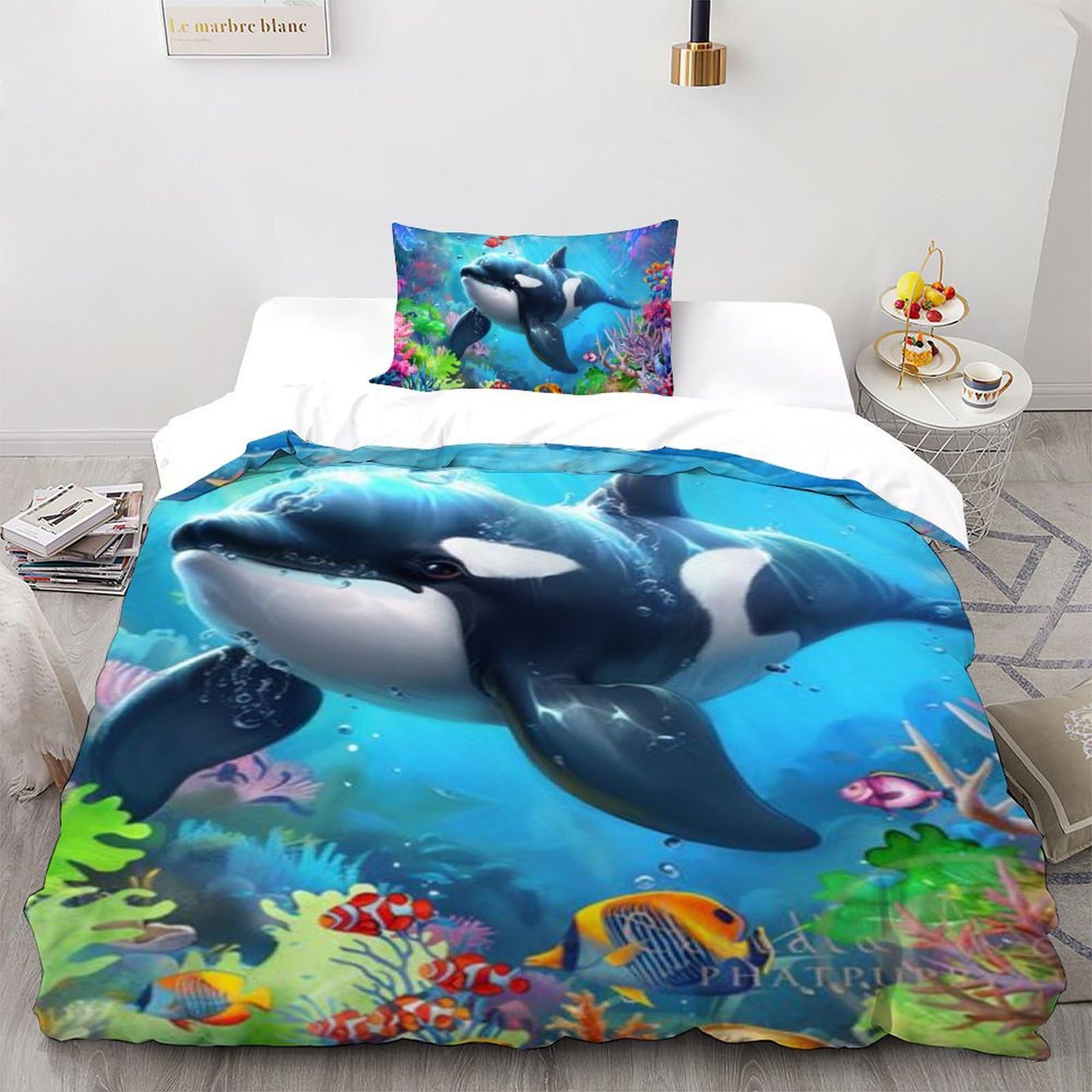 Housse de couette orque 3D en microfibre 135x200cm avec taie d'oreiller