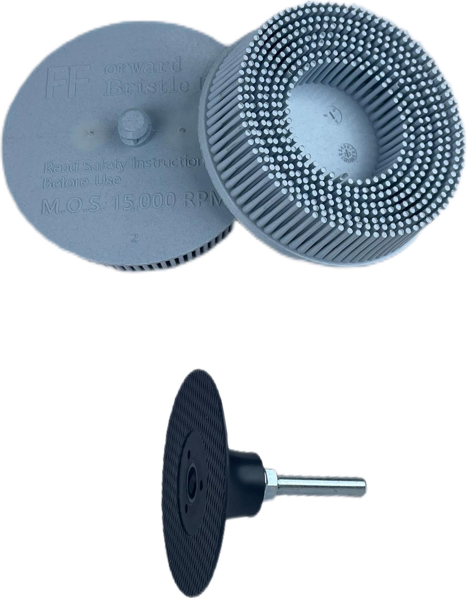 Lot de 2 disques à poils de 7,6 cm, grain 120 avec fixation de tige de 6,35 mm, disque de brosse de retrait de revêtement abrasif pour métal, jaune