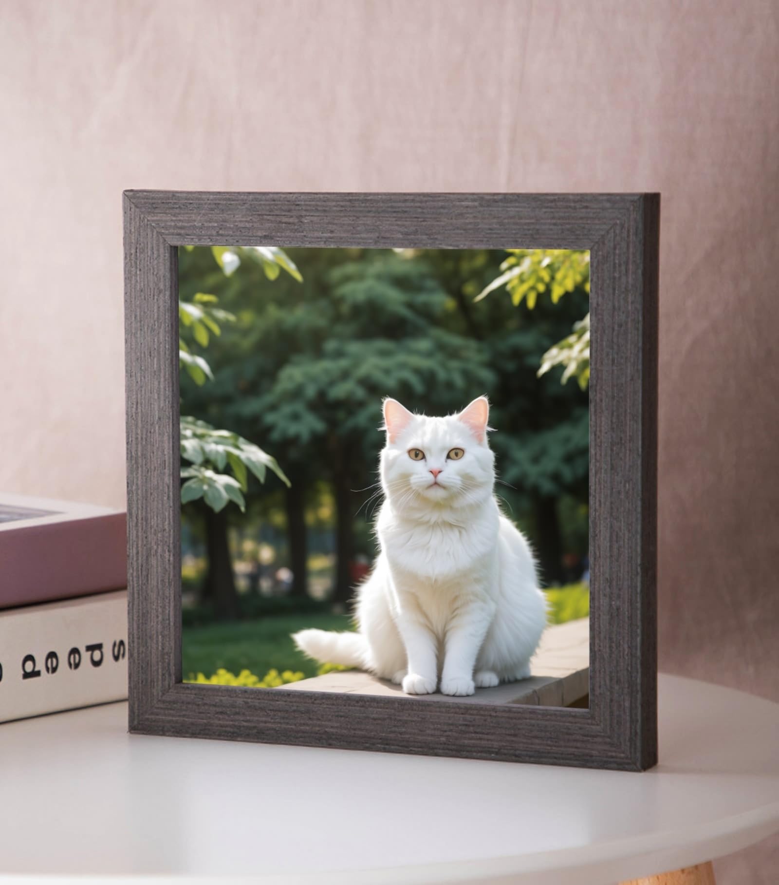 Fotorahmen MDF & Glas, Quadrat Schwarz Bilderrahmen 20.32X20.32cm Tischplatte Picture Frame für Fotos, Bilder, Poster Horizontal & Vertikal Anzeige