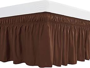 subrtex Bed Skirt Easy Fit with Adjustable Elastic Belt 15/16 Inch Drop Wrap Around Dust Ruffle Elastic Elegant Silky Smooth Soft Microfiber Replaceable Bed Frame Cover(Choco,Twin)