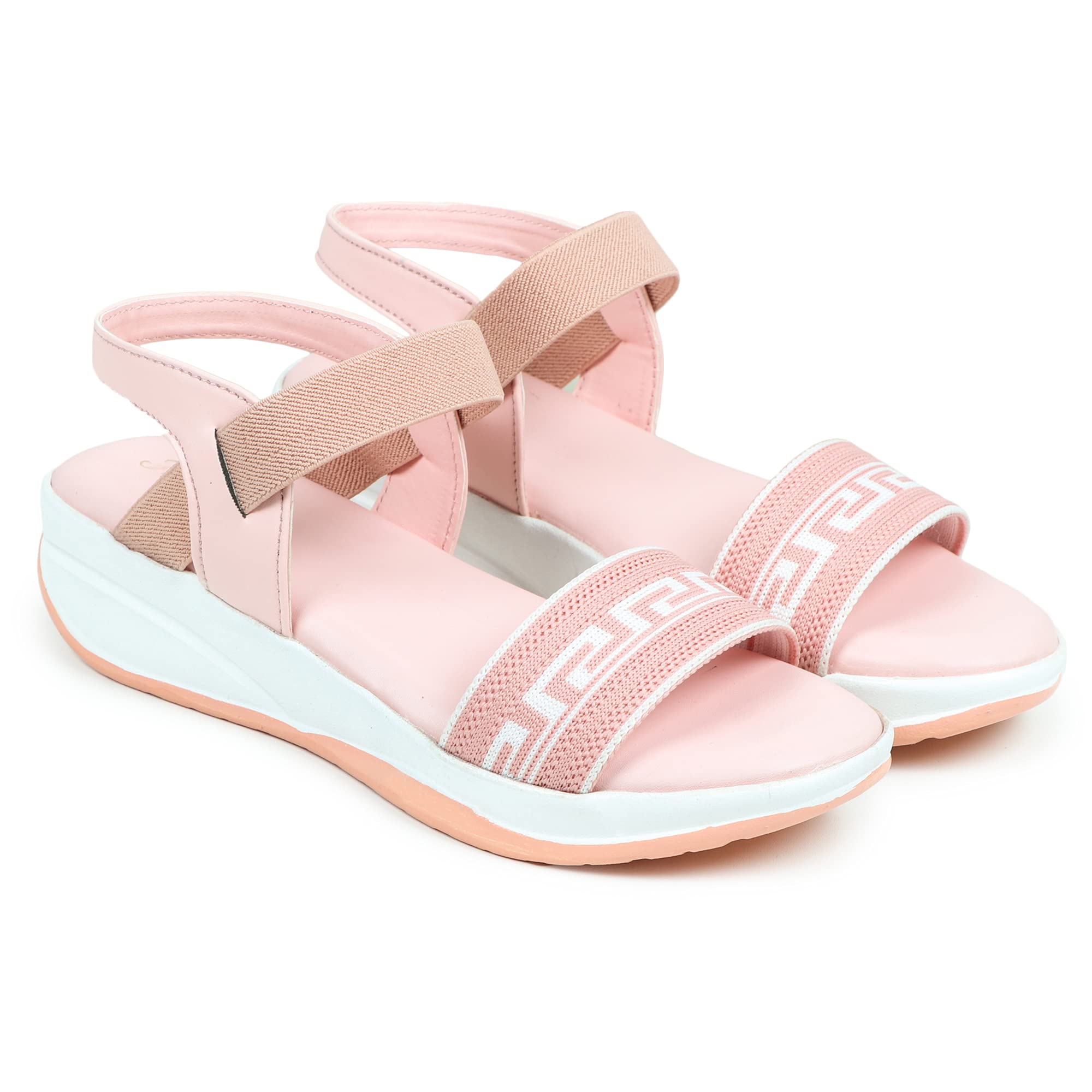 HimQuen Girls Stylish Wedges Sandal Ankle Striped Design Sandal for Women/Girls Pink (B098FD76LZ) Amazon Price History, Amazon Price Tracker