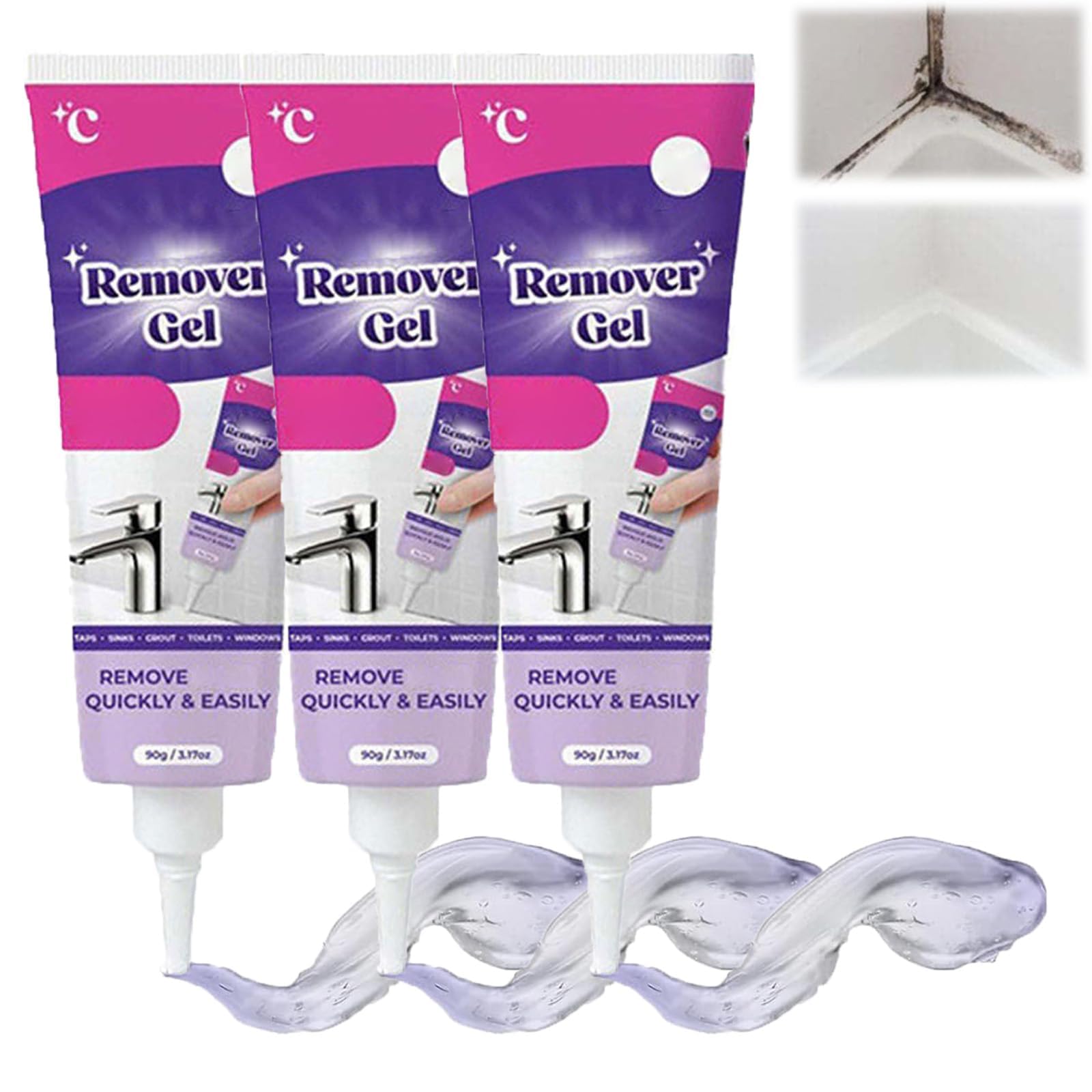 Mold Remover Gel, Powerful Household Cleaning Gel, Highly Effective in Penetration, Suitable for Bathroom & Kitchen Tile Gaps, Walls & Grout, Fast Cleans, Safe Formula (3)