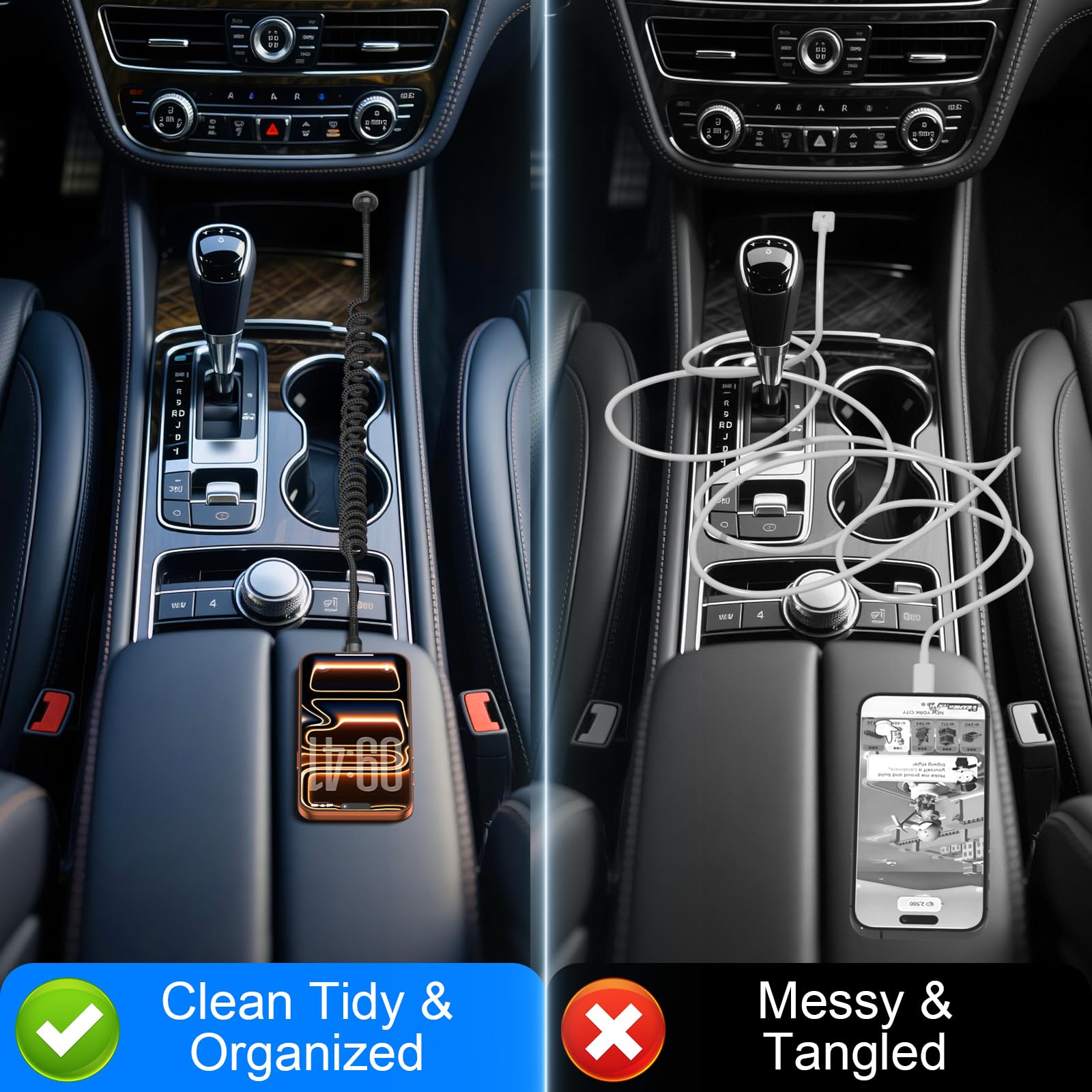 Cavo USB C a C da 0,9 m, confezione da 2 cavi di ricarica USB C a spirale per auto tipo C cavo di ricarica rapida per iPhone 17/16/15/Plus/Pro/Pro Max/Samsung Galaxy S23 cavo USBC intrecciato in nylon