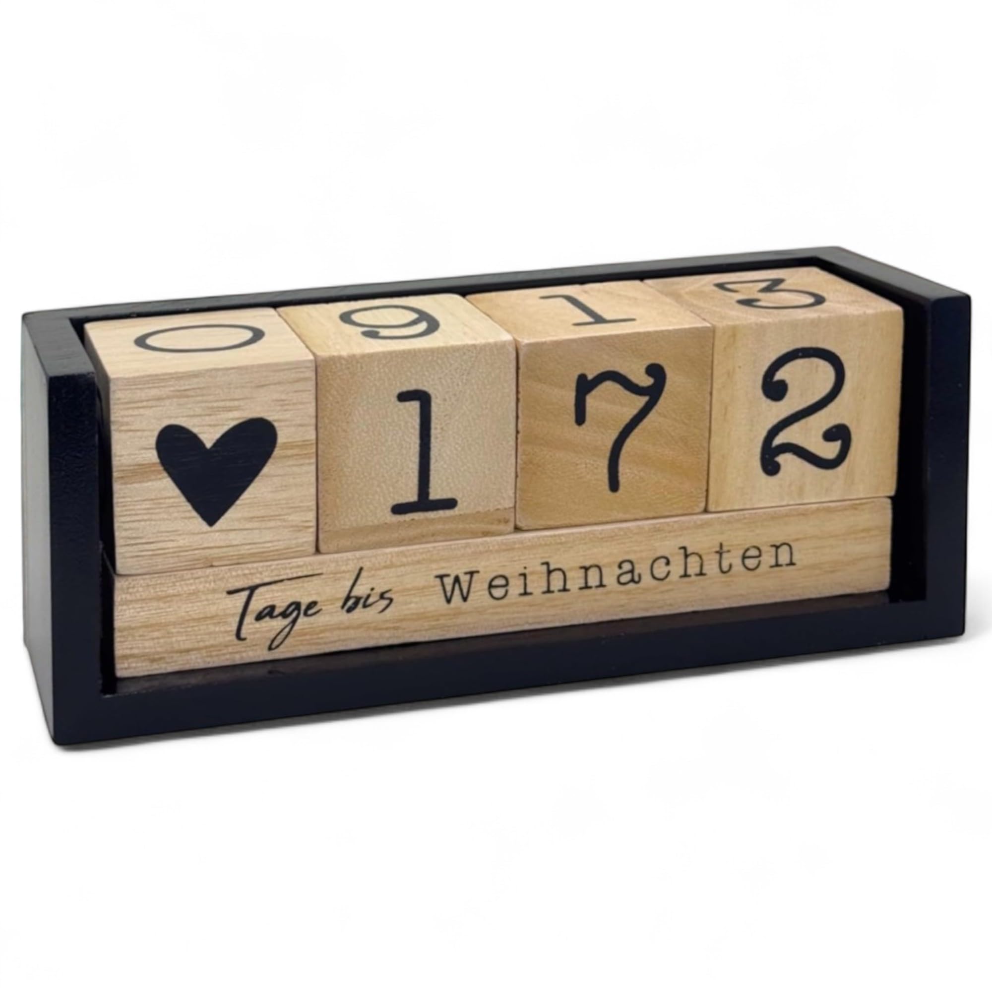 MIK funshopping Wooden Countdown Calendar - Year Cube with Theme Bar, 432 Days Countable - Wedding, Birthday, Exam, Holiday - Versatile (Black/Natural)