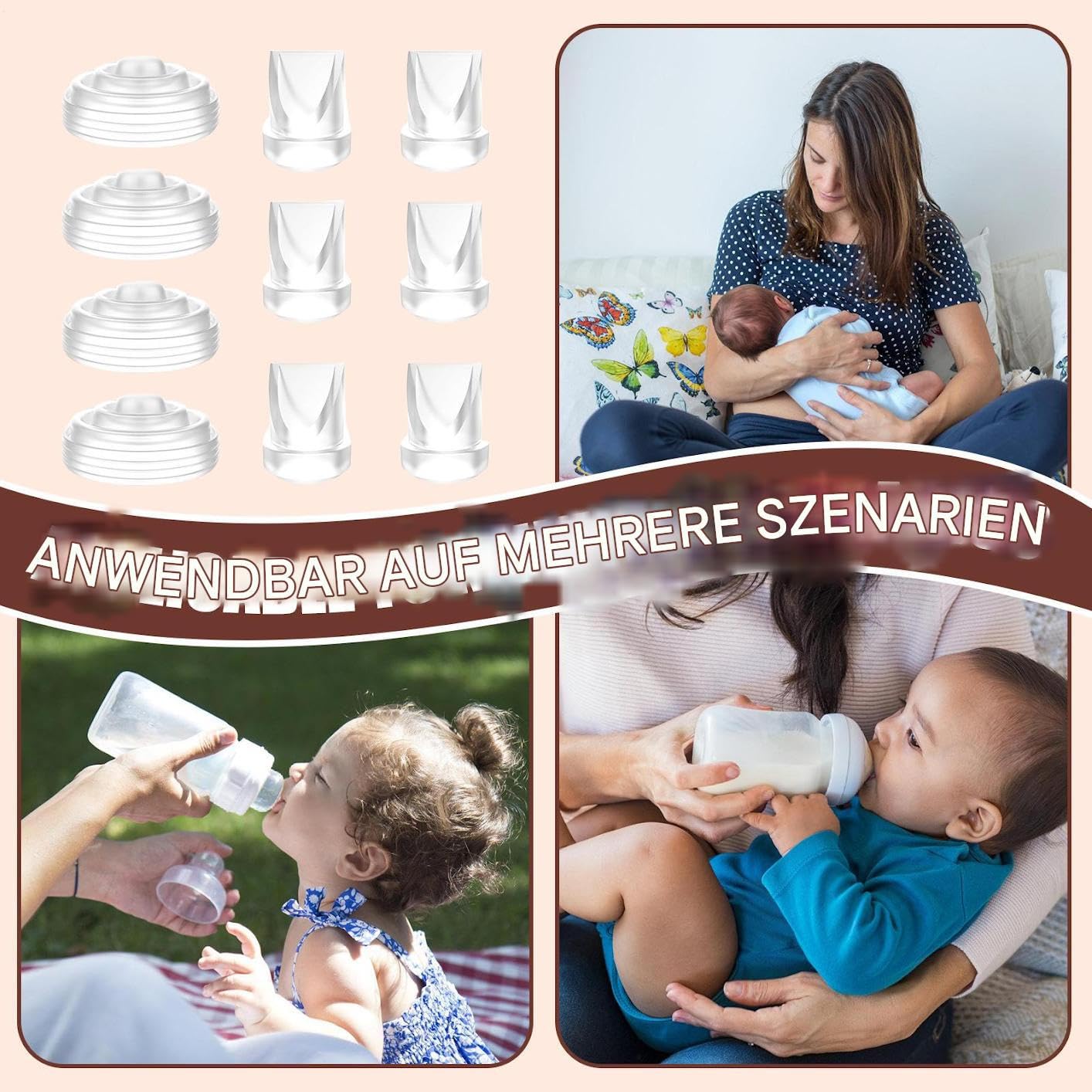 Pumpenteile Tragbarer Muttermilchflaschen-Ersatzsauger zum Abpumpen | Stillzubehör Stillen für Mütter, neue Eltern, Krankenhaus, Zuhause, Kühlschrank, Reisen, Arbeit, Kita, Outdoor,