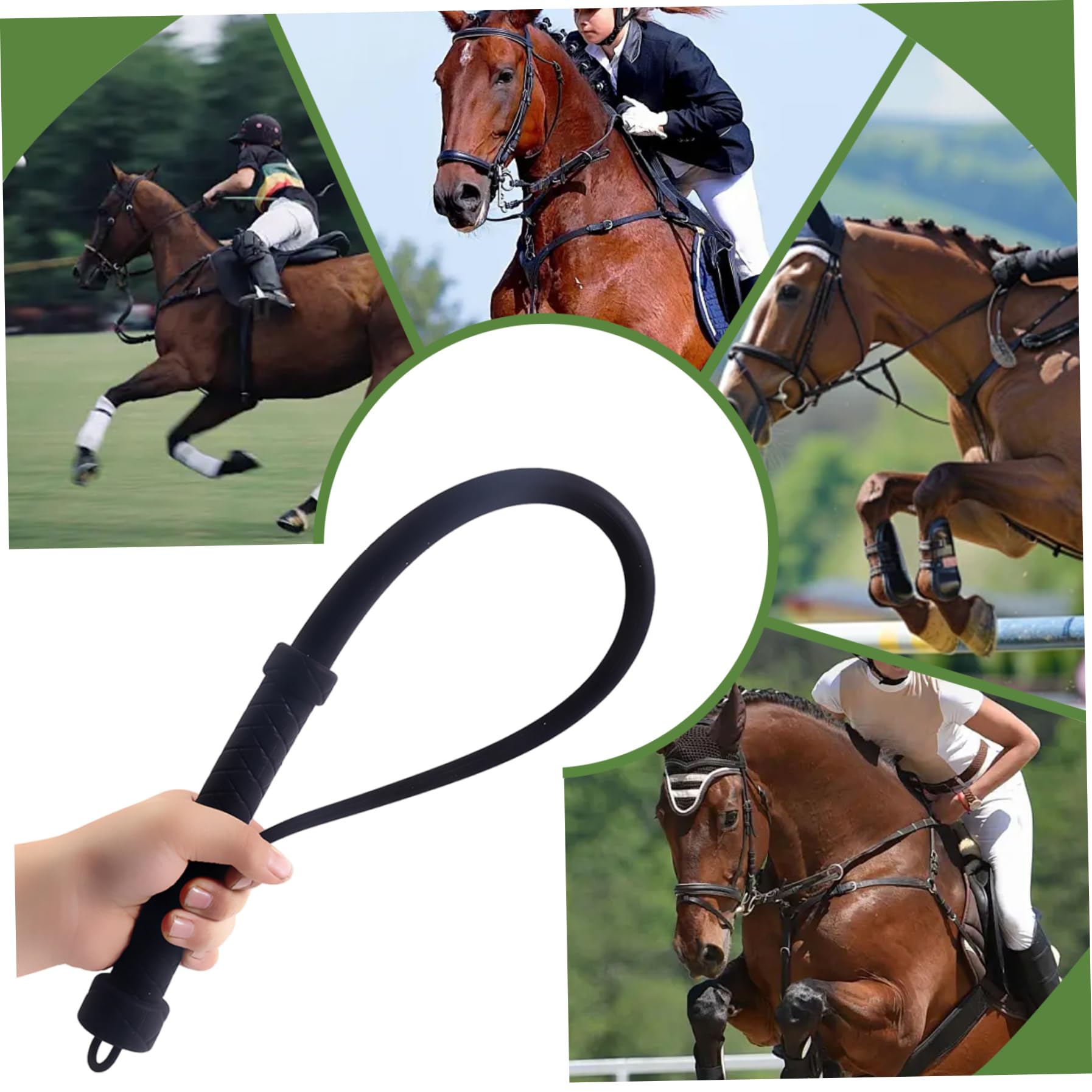 Látigo para Caballos de Silicona 24 Pulgadas Fusta Montar Entrenamiento Mango Antideslizante