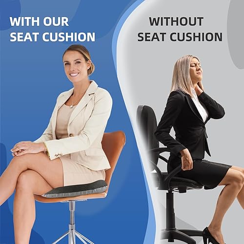 Miniatura 4 de Cojín de asiento para silla de oficina de automóvil, almohadilla de espuma viscoelástica para silla de ciática y espalda, alivio del dolor de coxis,