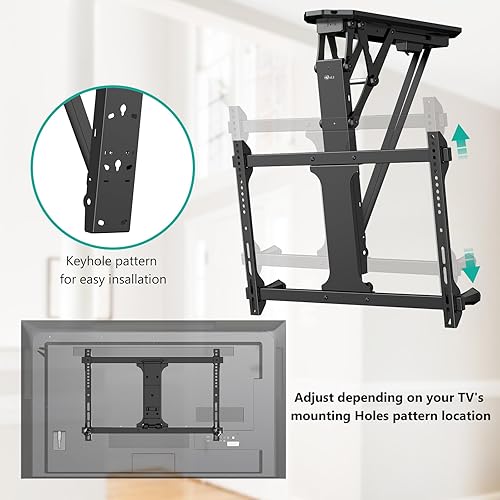 Miniatura 4 de WALI Soporte motorizado para TV de techo con control remoto, soporte eléctrico abatible para TV de pantalla plana y curva de 32 a 70 pulgadas de