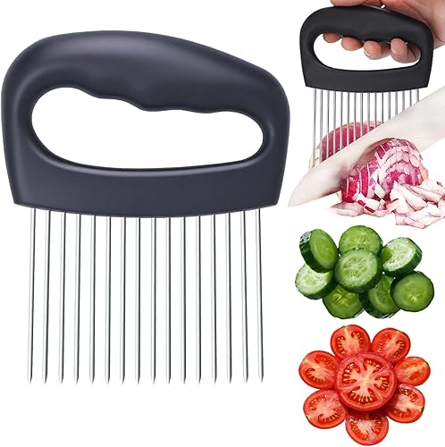 Miniatura 1 de Soporte de cebolla extra grande para rebanar, cortador de verduras de cebolla, cortador de tomate extragrande con 16 agujas largas, picador de