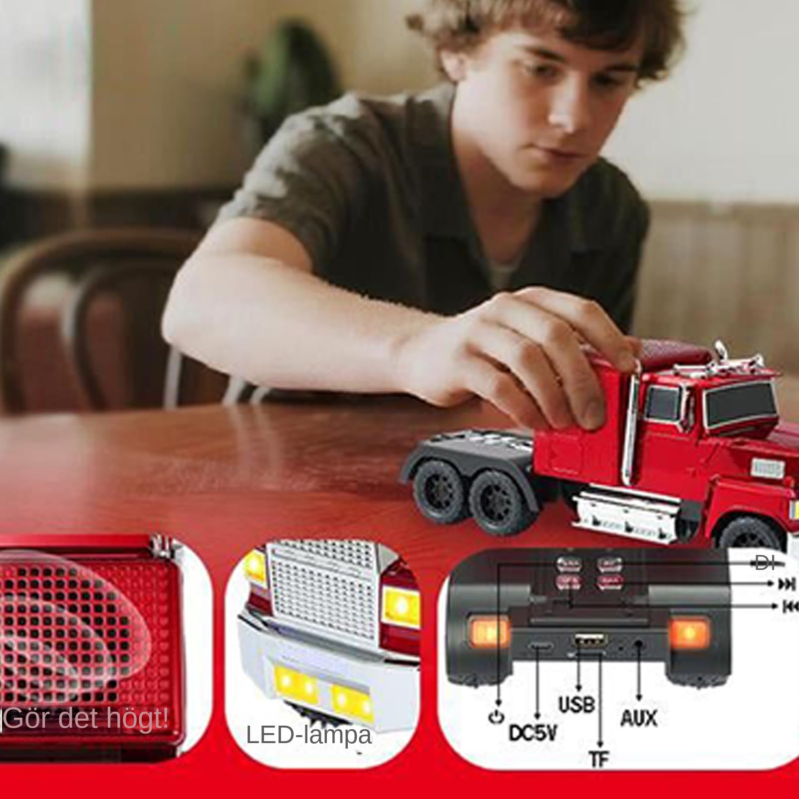 Altoparlanti da Tavolo Cassa a Forma di Camion con Microfono Integrato e | Altoparlante Senza Fili da Viaggio con LED e Radio FM Per Appassionati di Auto, Feste e Viaggio
