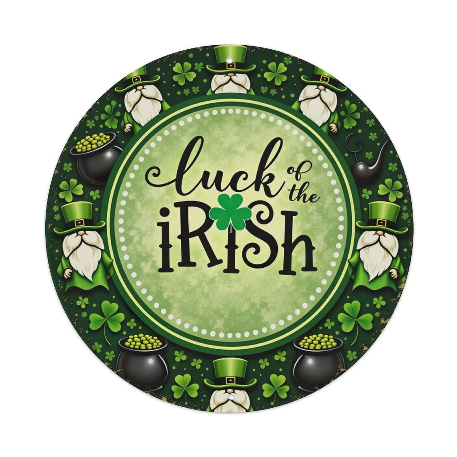 Luck Of The Irish Leprechauns Round Metal Tin Sign