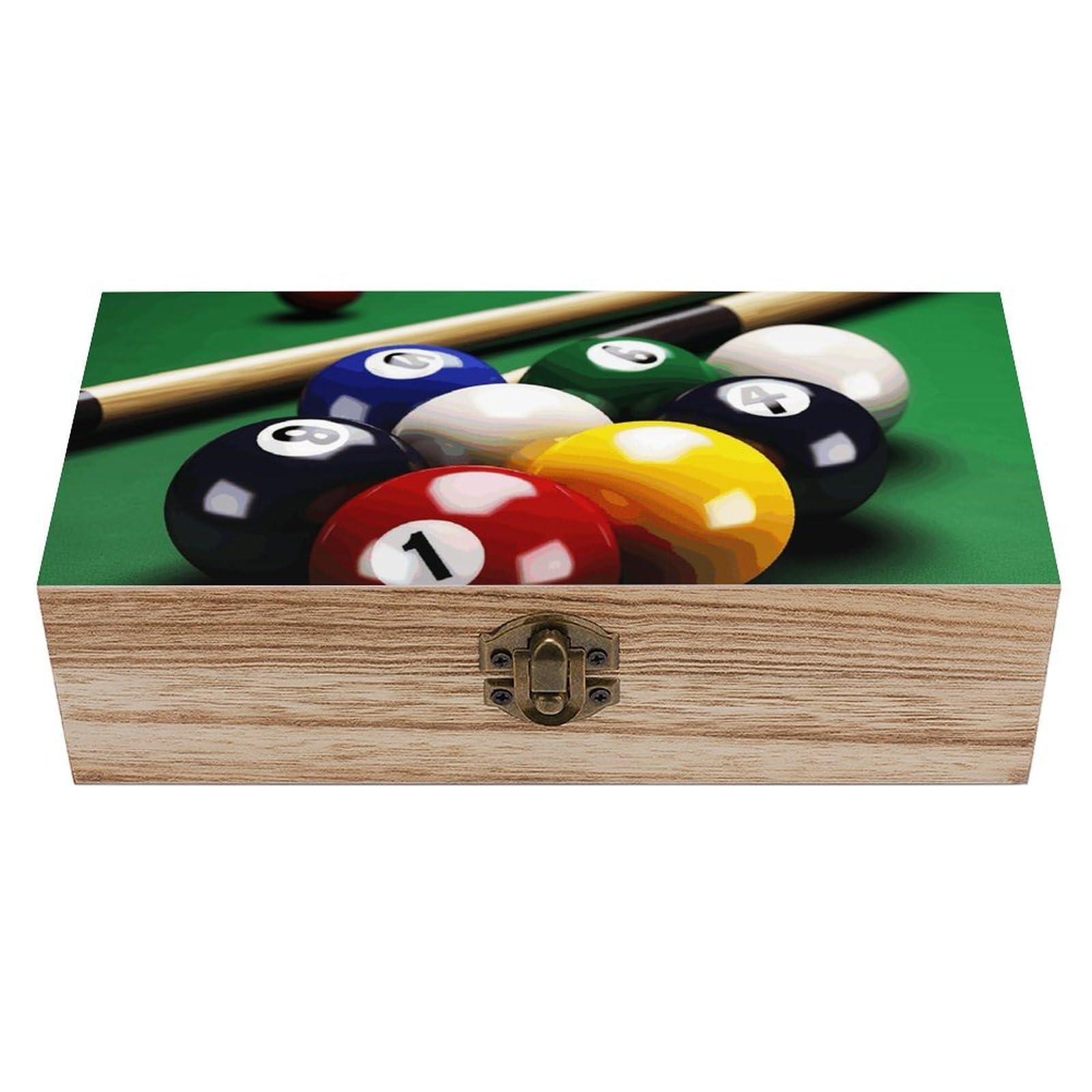 QMKFWT Wooden Jewelry Box Beautifully Keepsake Box Trinket Box Keepsake Storage Organizer Billiards Handmade Wooden Box for Storing Jewelry, Coins, Tartot Cards, Small Treasures