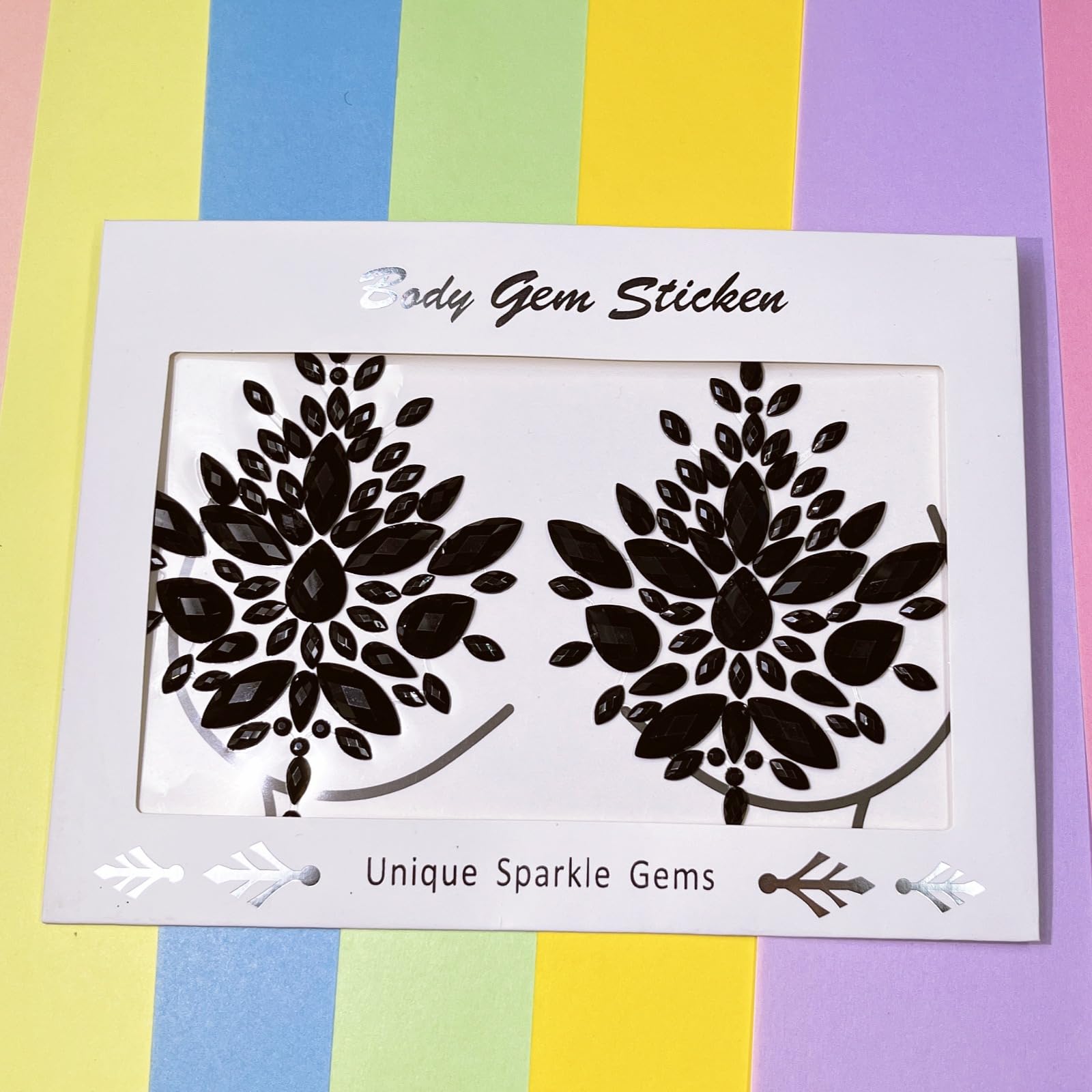 Topz Black Body Gems Sticker Halloween Makeup Collection Rhinestone Sticker Temporary Tattoo Nipple covers diamond pasties body jewels face gems for