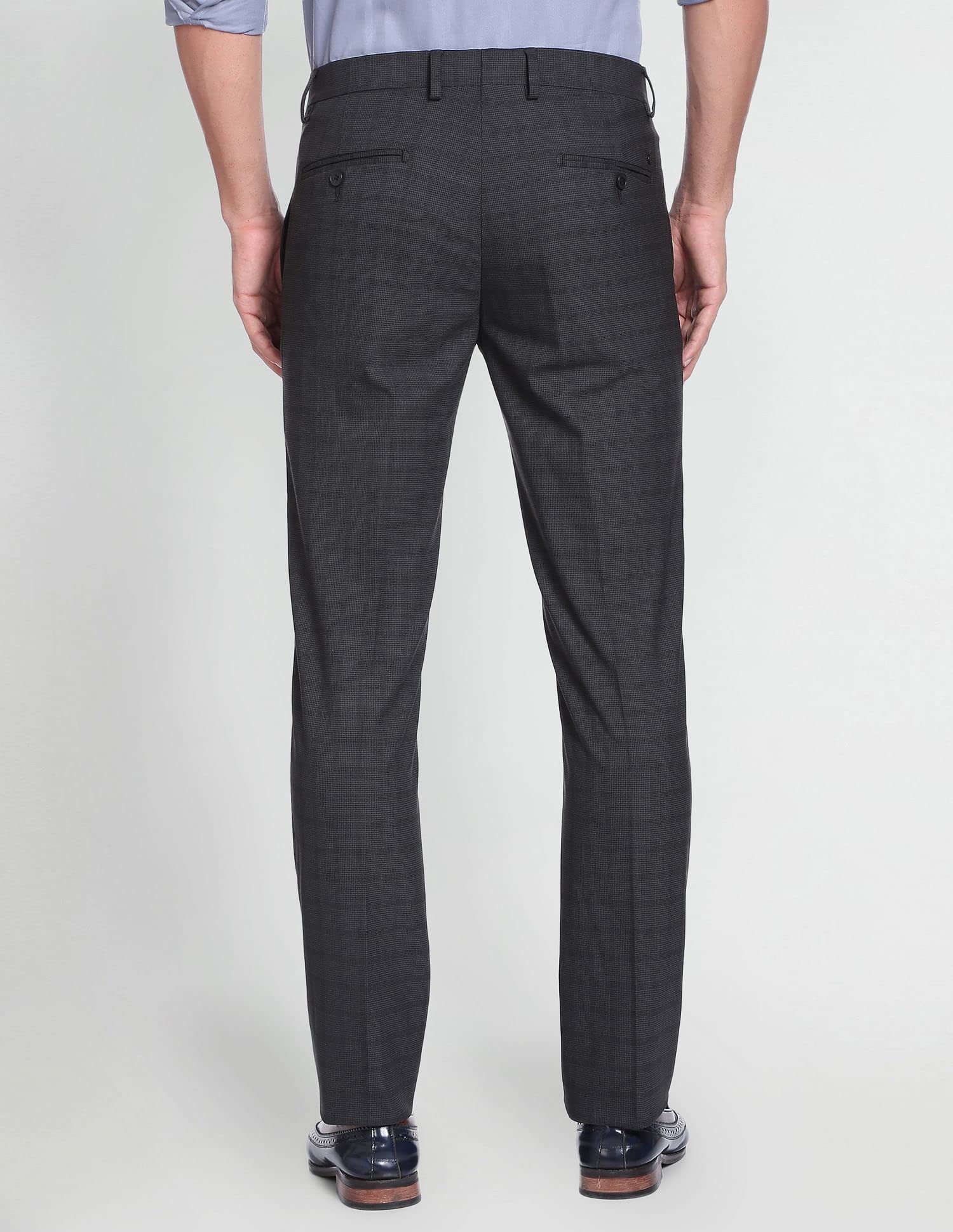 Arrow Smart Flex Glen Check Formal Trousers Black 4