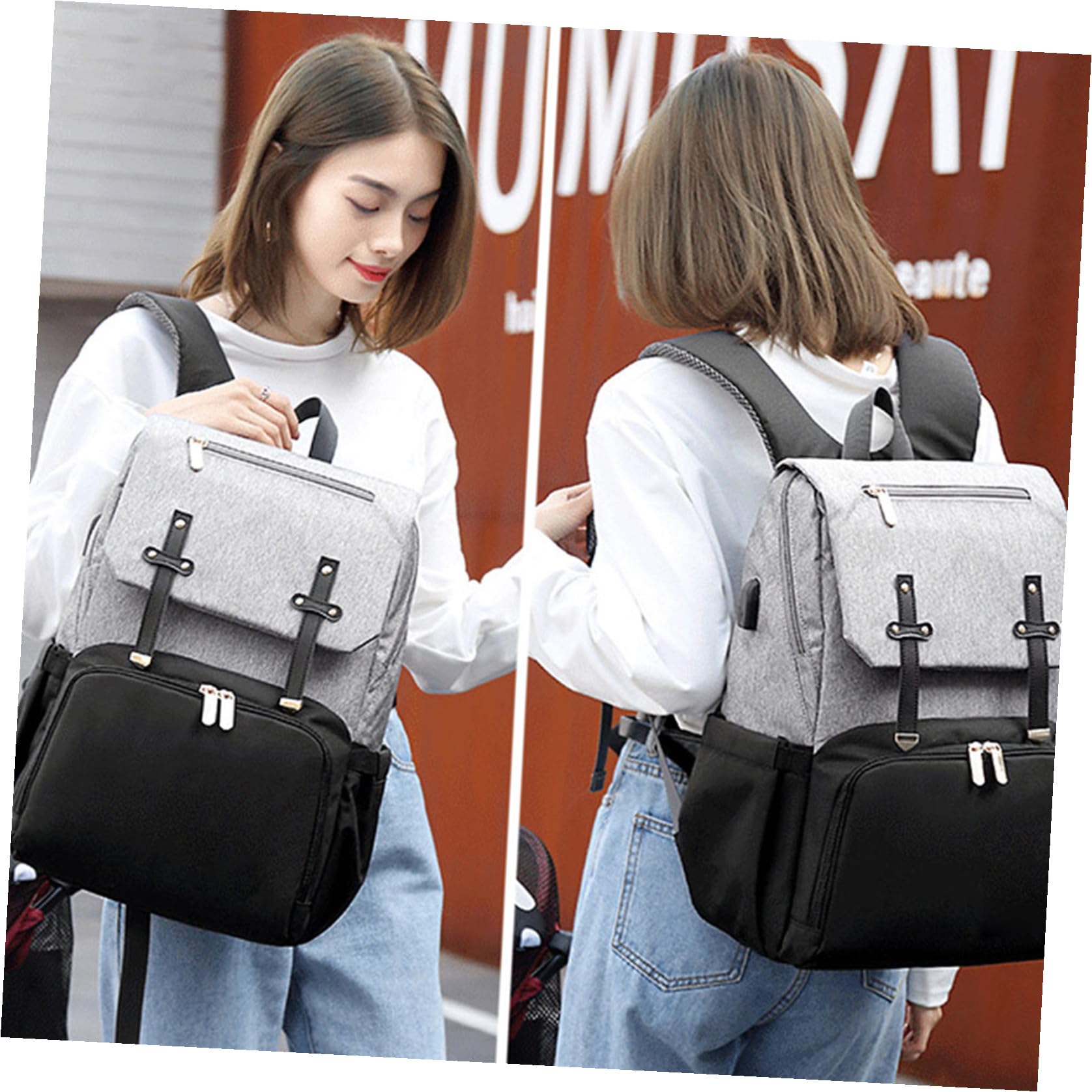 Multifunktionaler Rucksack Mutter Kind Tasche mit Großem Fassungsvermögen Doppelte Gepolsterte Schultergurte Wasserabweisendes Material Reise und Alltagstasche für Babys und Mütter