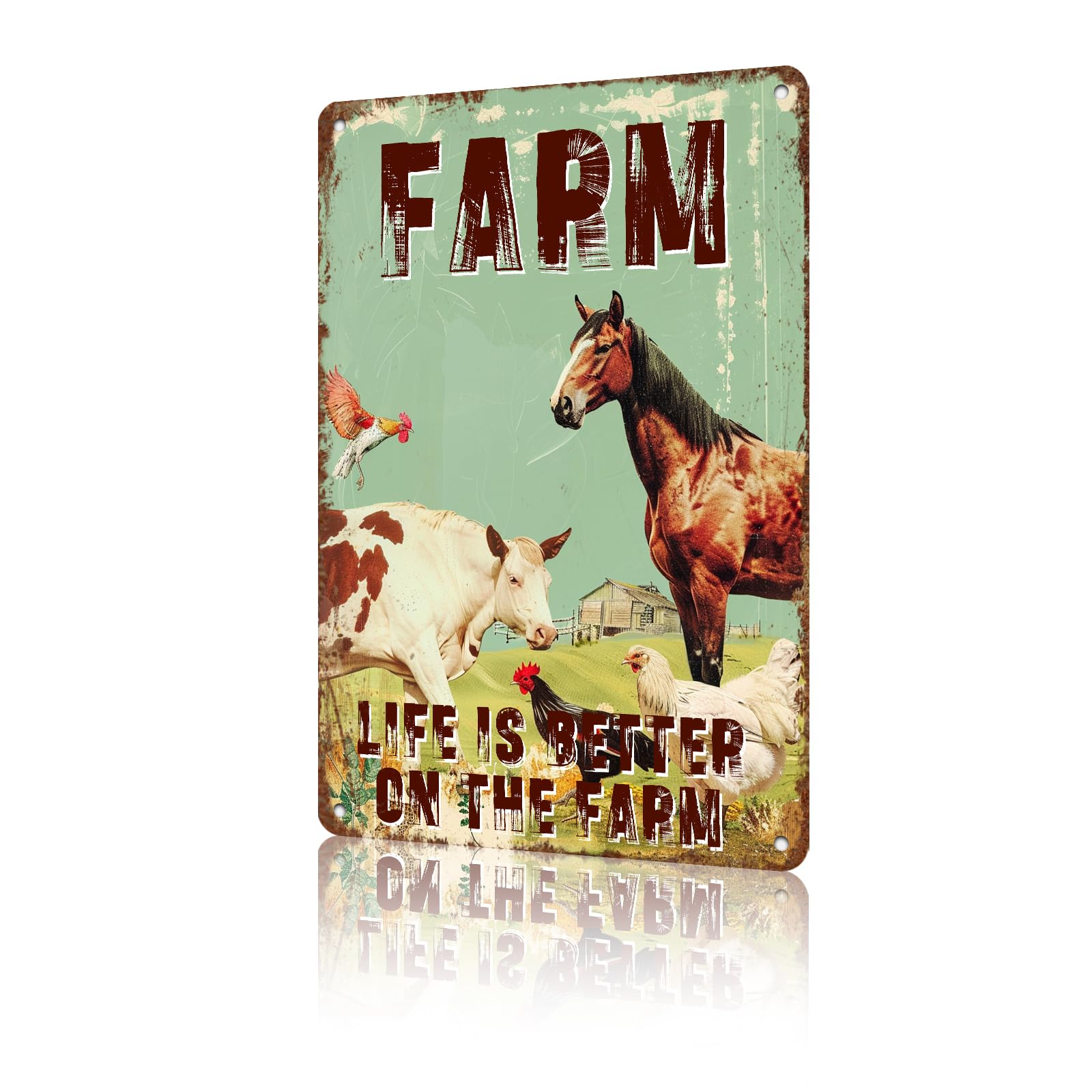 Anceky Farm Life is Better on the Farm Metal Tin Sign Funny Wall Decor for Living Room Home Yard Garden Kitchen Indoor 12×8 Inch