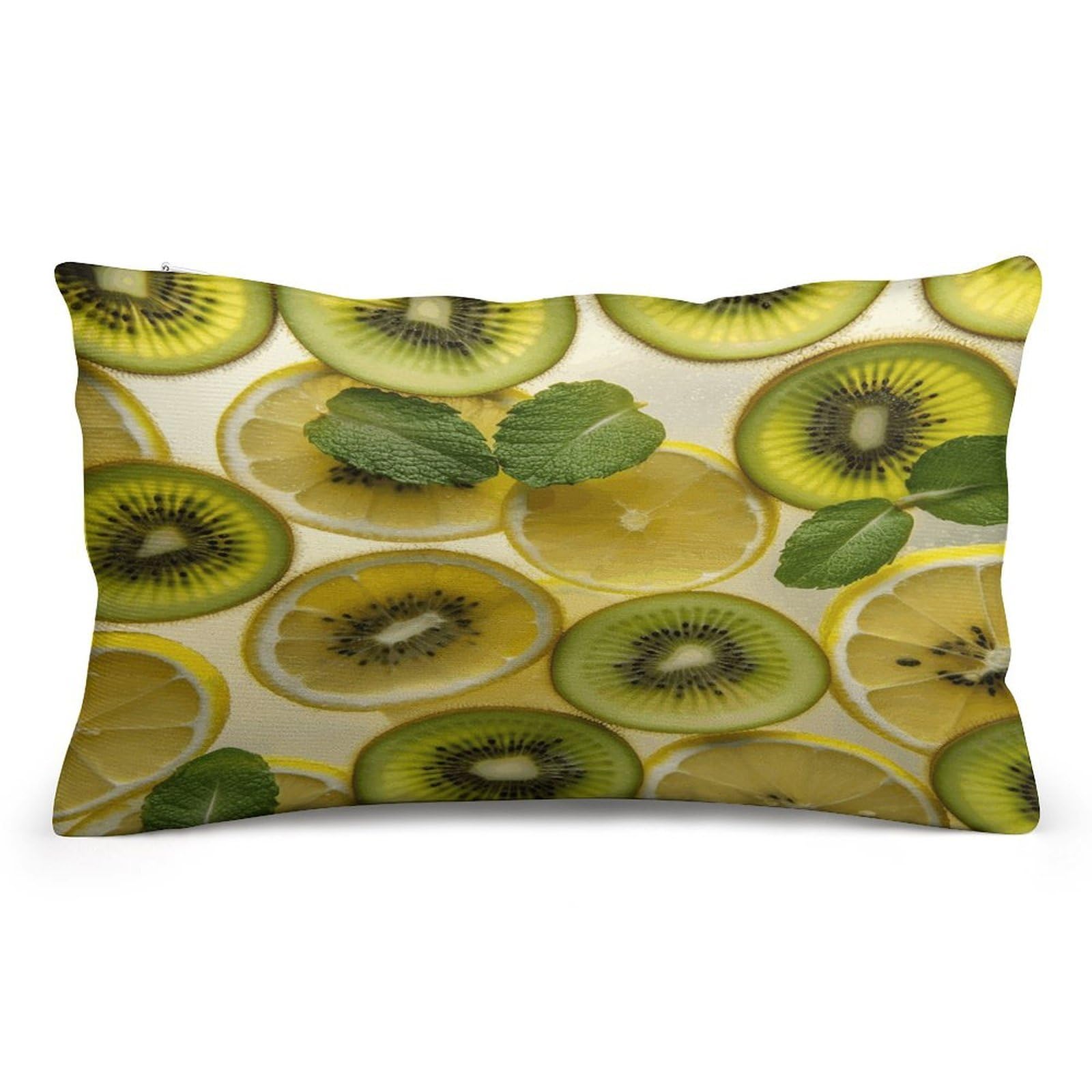WSOIHFEC Sliced Lemon and Kiwi in Drink Throw Pillow Covers Decorative, Pillow Cases Soft Plush, Modern Farmhouse Boho Cushion Cover for Bed Couch Sofa Living Room Spring Decor8 x12