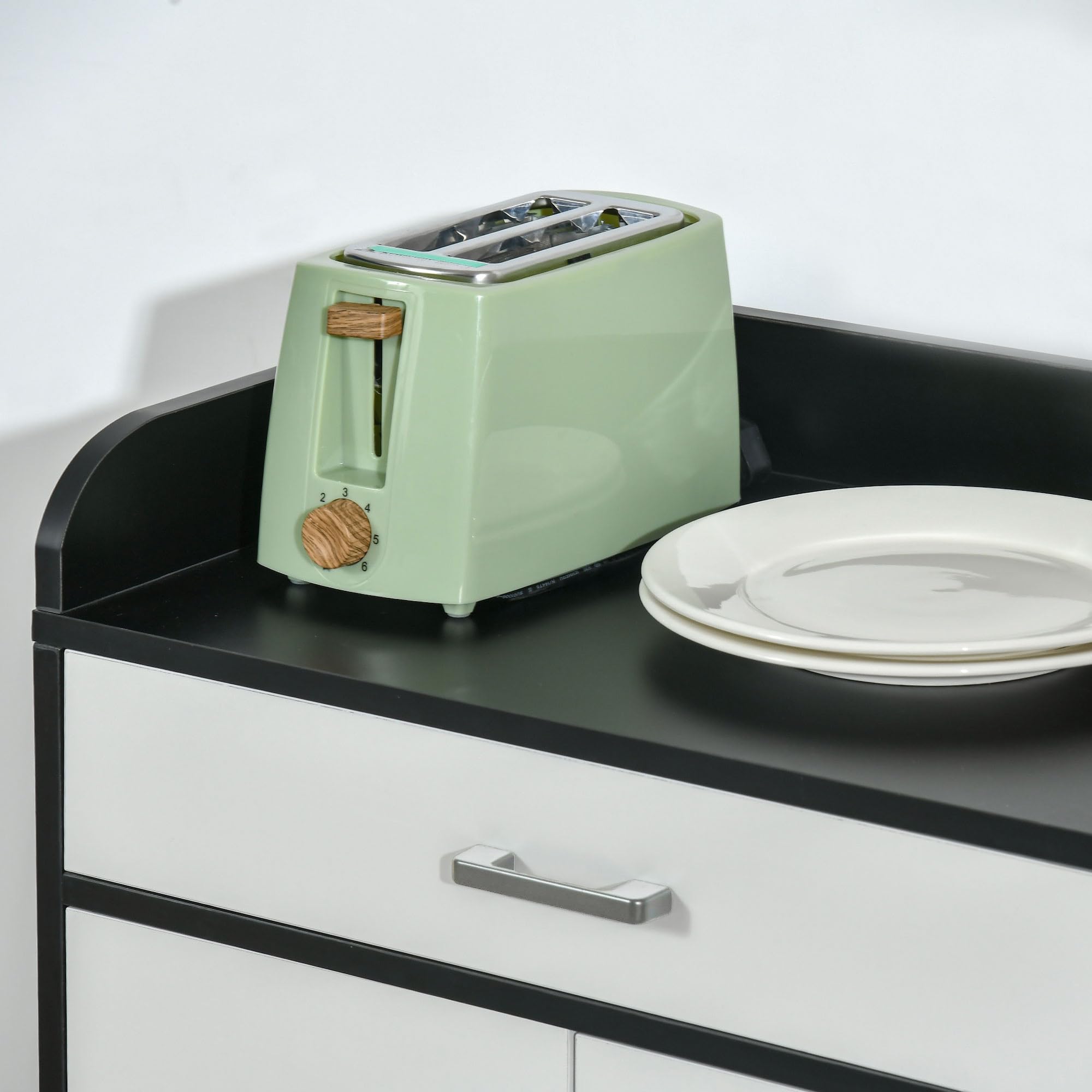 HOMCOM Mobiletto da Cucina Moderno in MDF con 2 Armadietti, 1 Cassetto e Ripiani Regolabili, 90x40x90 cm, Bianco e Nero