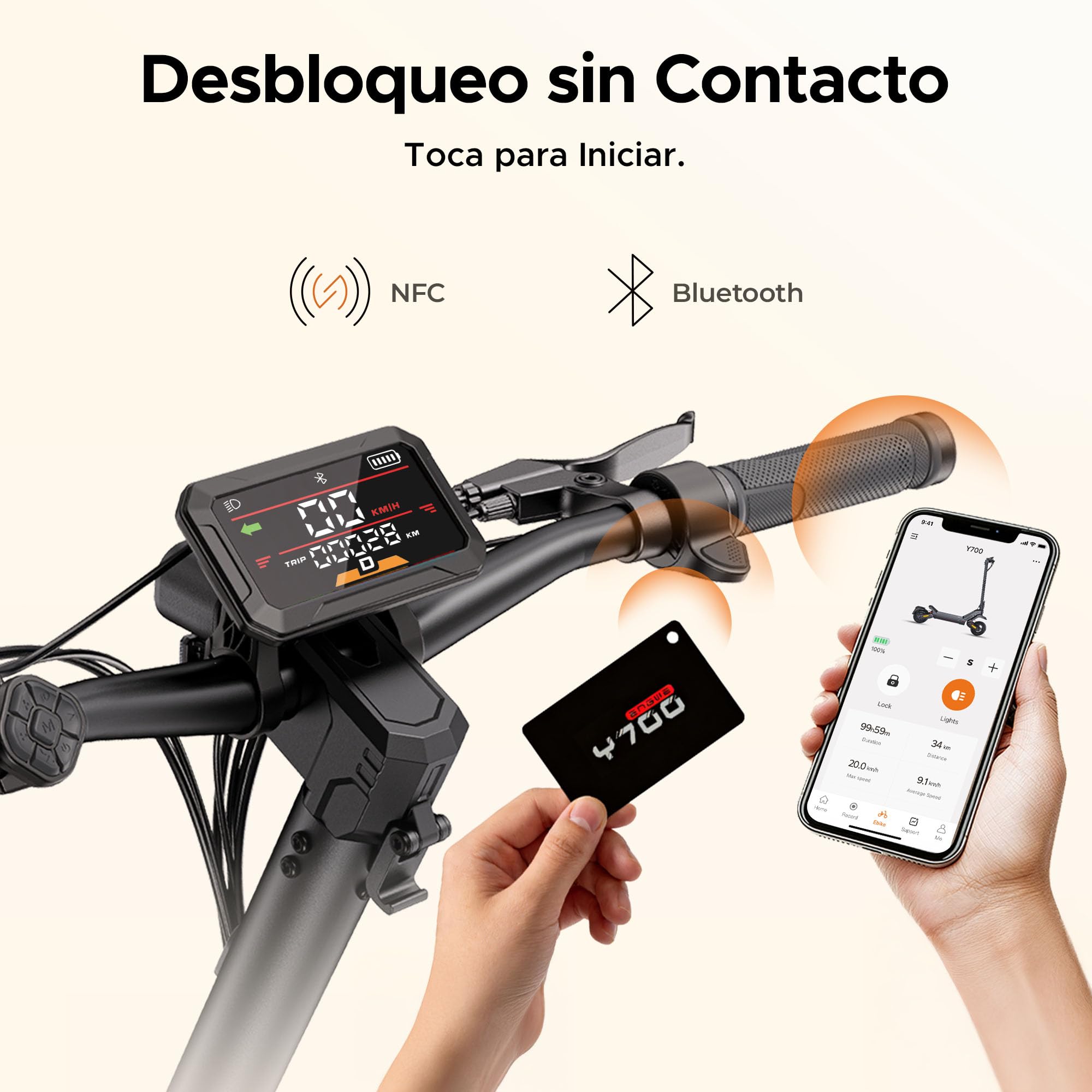 ENGWE Y700 1200W Patinete Eléctrico, Equipado con Bluetooth y Control Mediante Aplicación, Desbloqueo NFC, Batería de 48V y 18.2Ah con una Autonomía de hasta 81KM, Doble Suspensión y Doble Fre y LCD